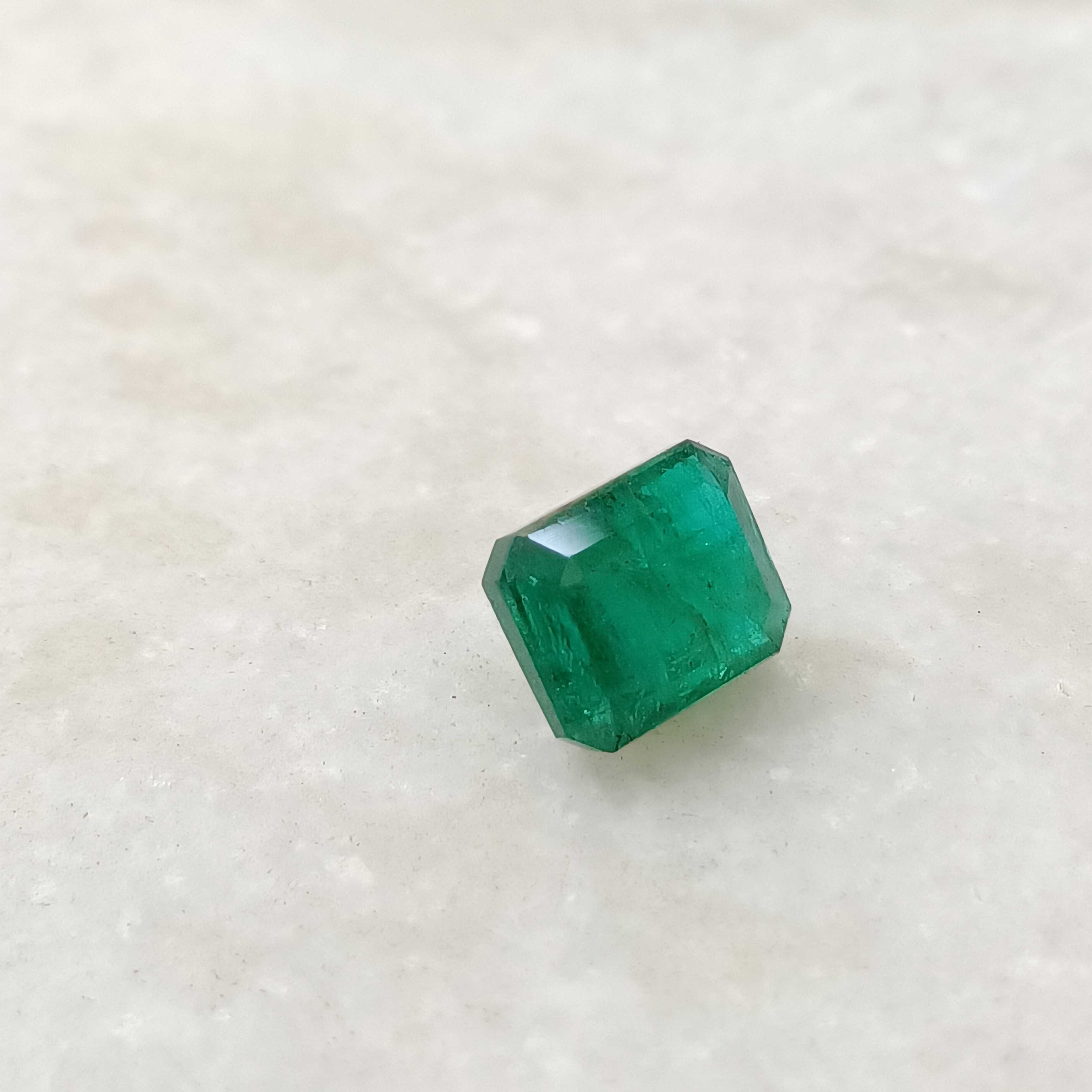 3.66ct dark green octagon cut Zambian emerald gem