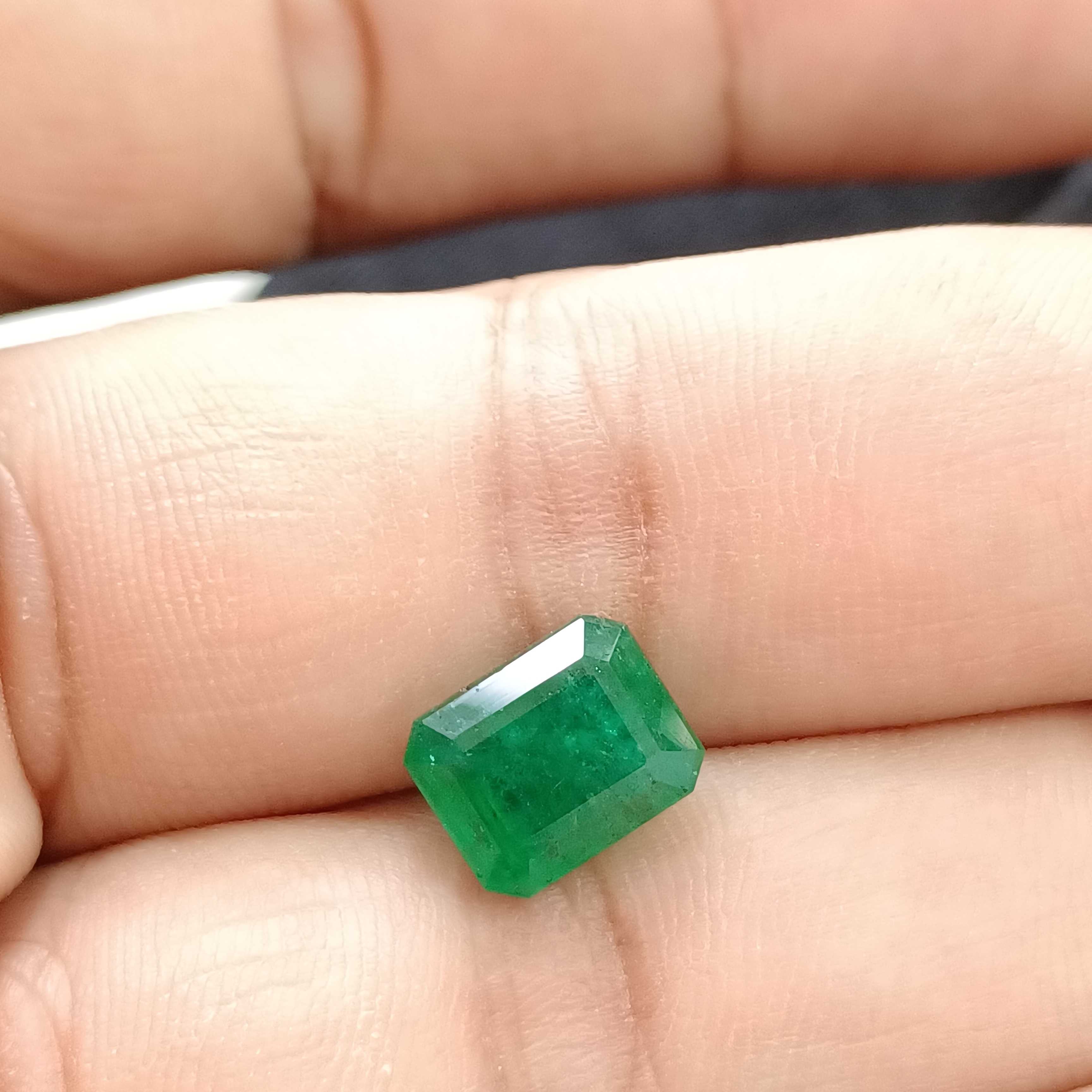 3.66ct dark green octagon cut Zambian emerald gem