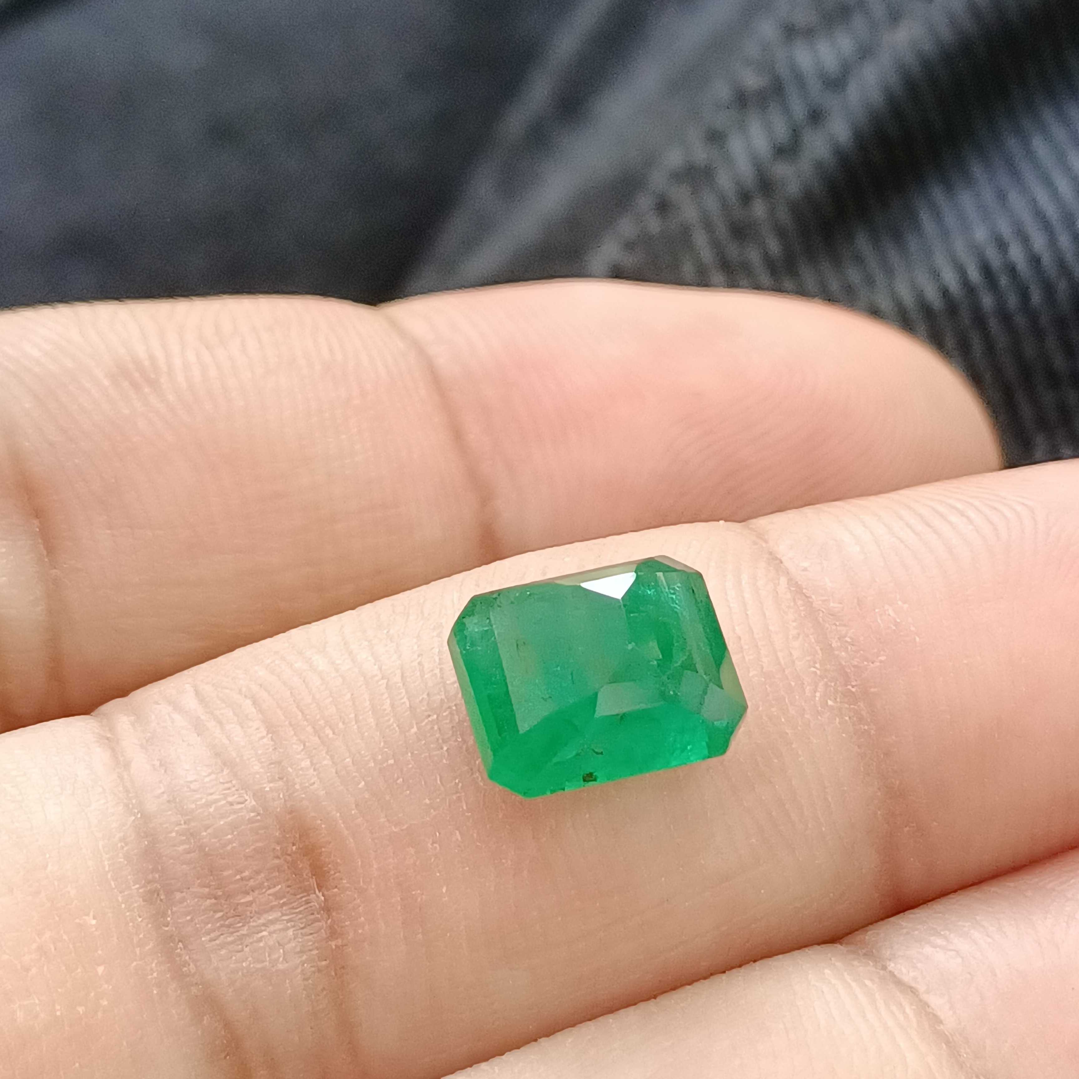 3.66ct dark green octagon cut Zambian emerald gem