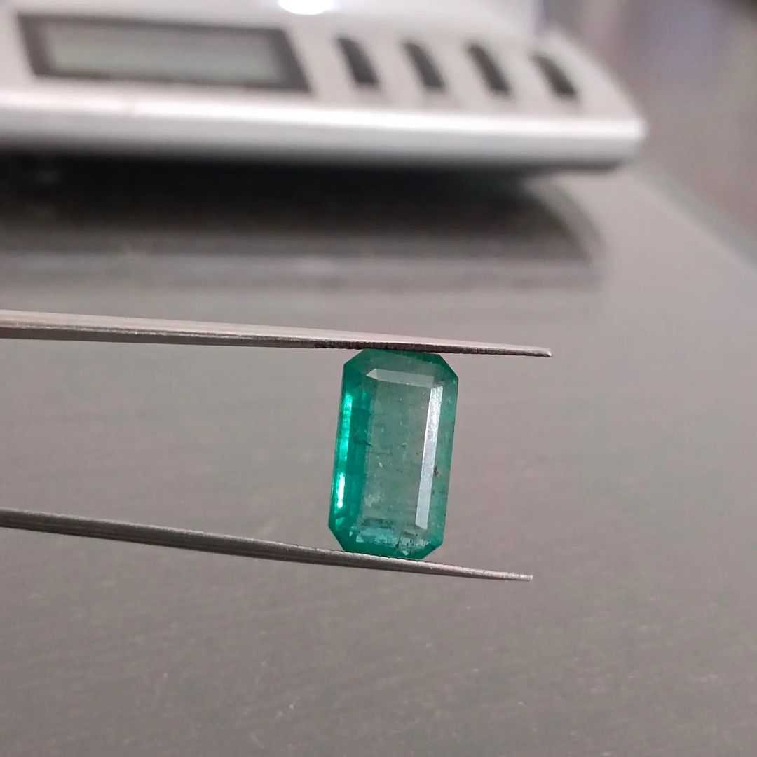 5.80 carat bluish green Zambian emerald gem certified 