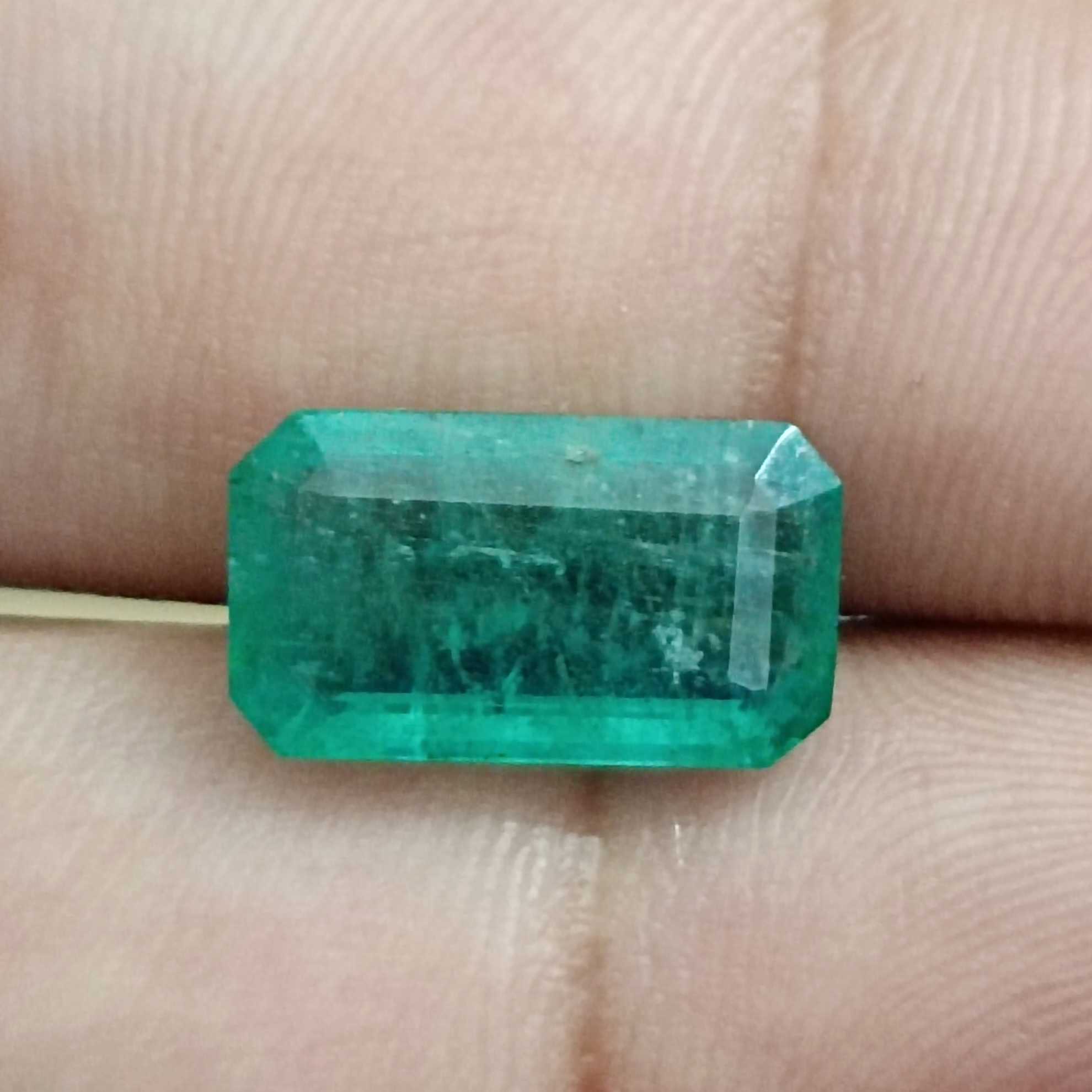 5.80 carat bluish green Zambian emerald gem certified /