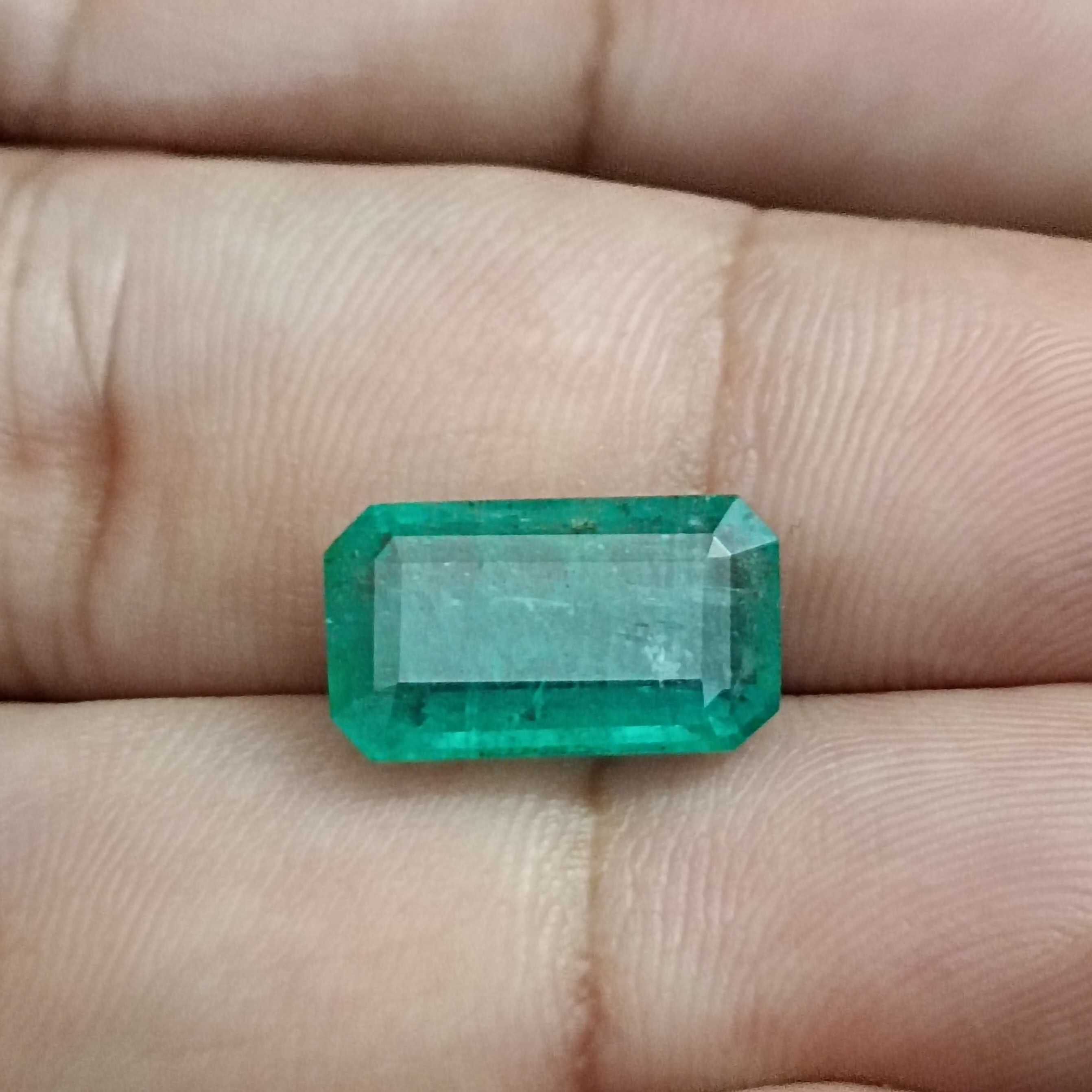 5.80 carat bluish green Zambian emerald gem certified 