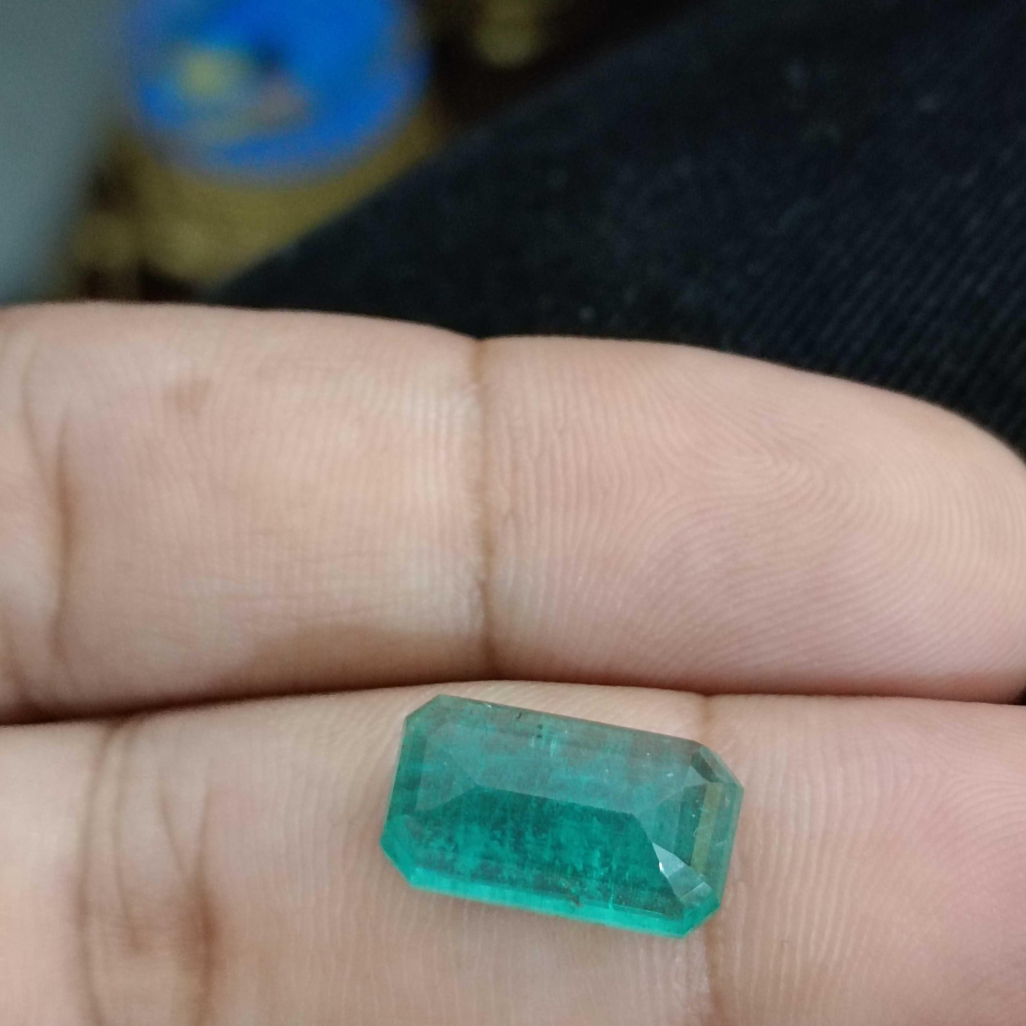 5.80 carat bluish green Zambian emerald gem certified 