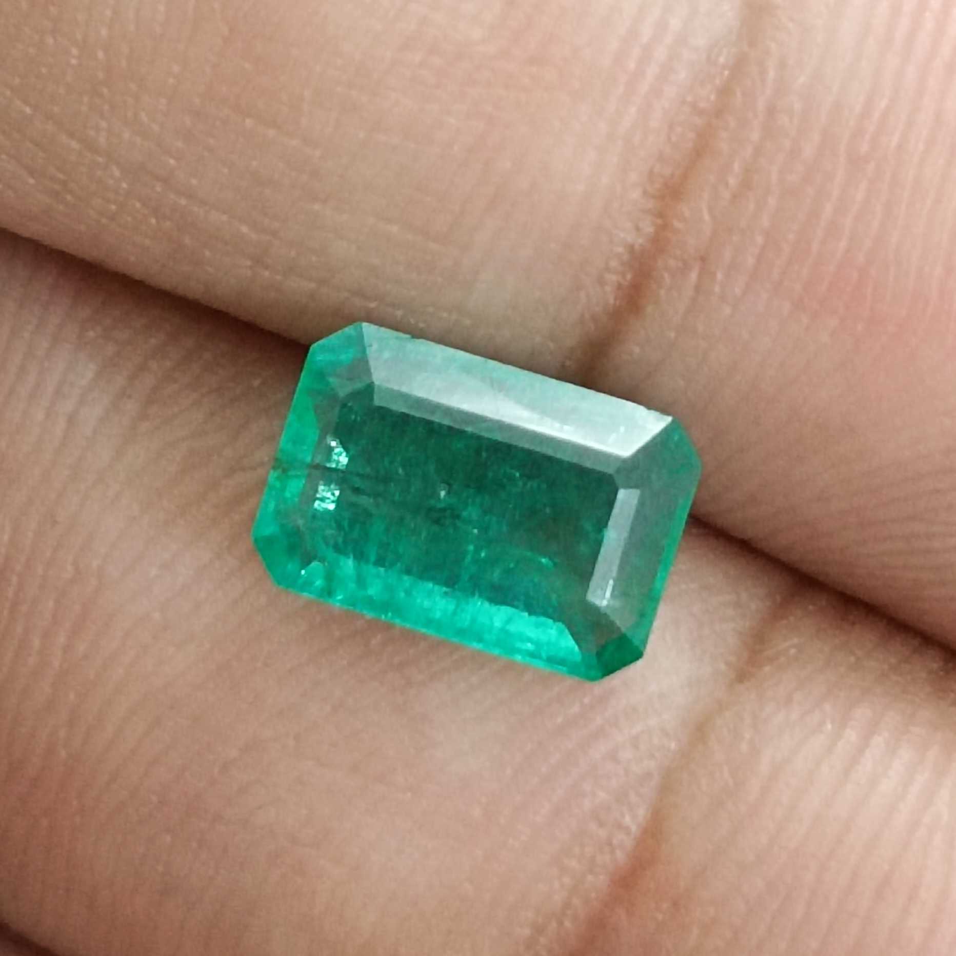 2.20ct bluish green Zambian octagon emerald gem/