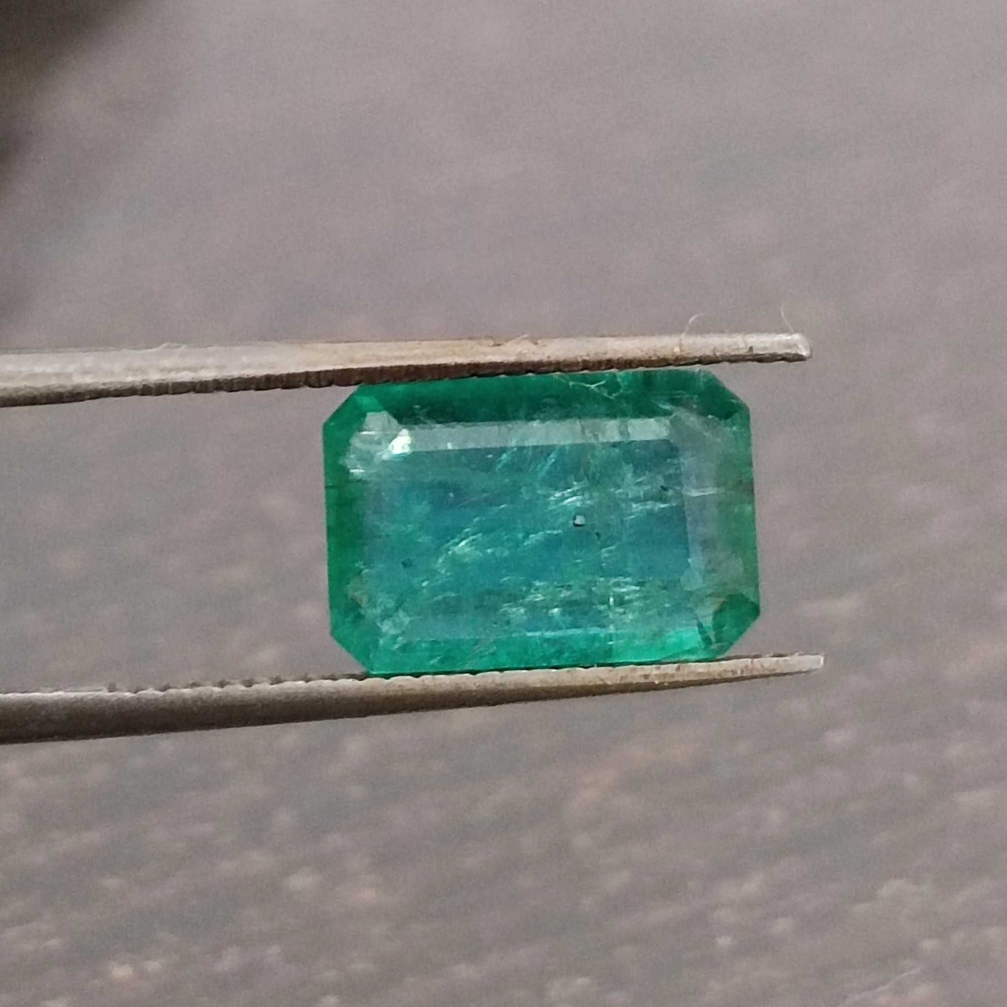 2.20ct bluish green Zambian octagon emerald gem