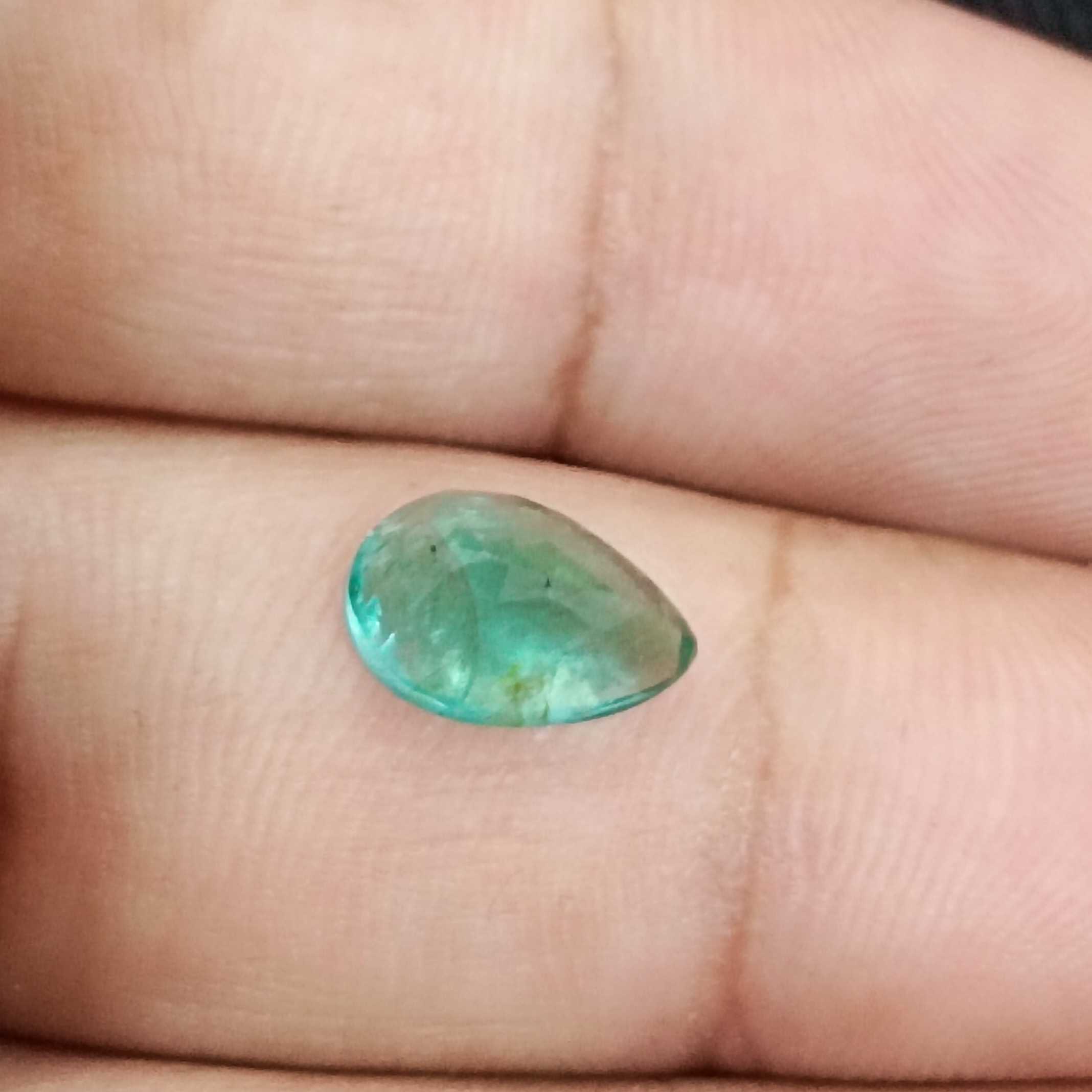 2.20ct bluish golden green natural pear cut emerald gemstone 