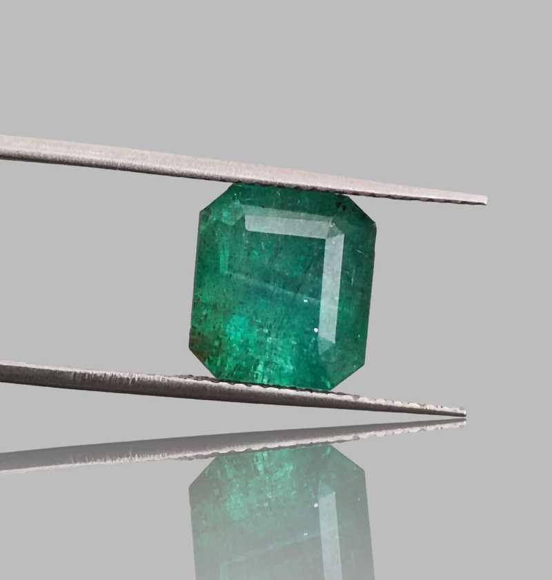 4.36ct certified medium deep green octagon emerald gem/