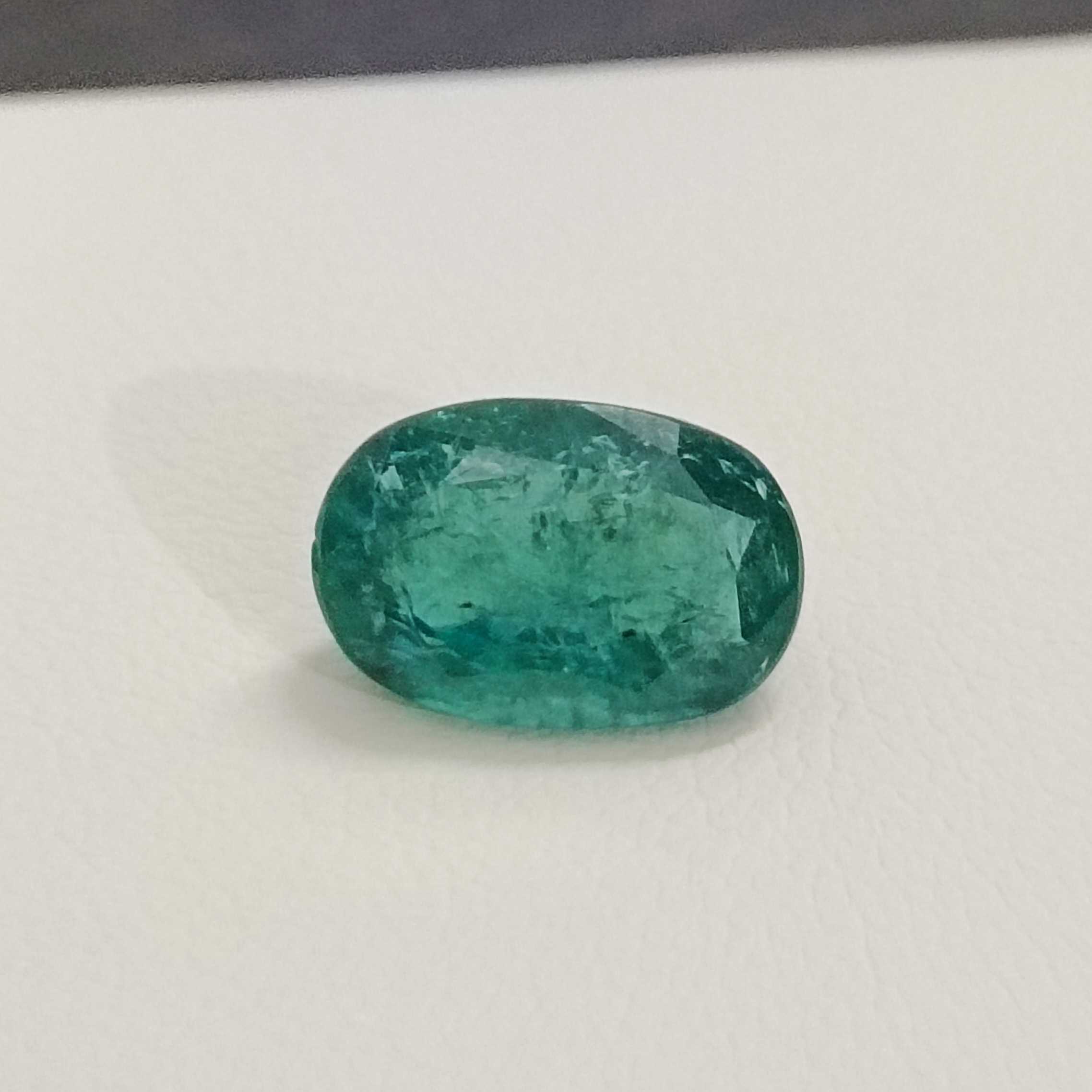 2.93ct oval deep bluish green emerald 