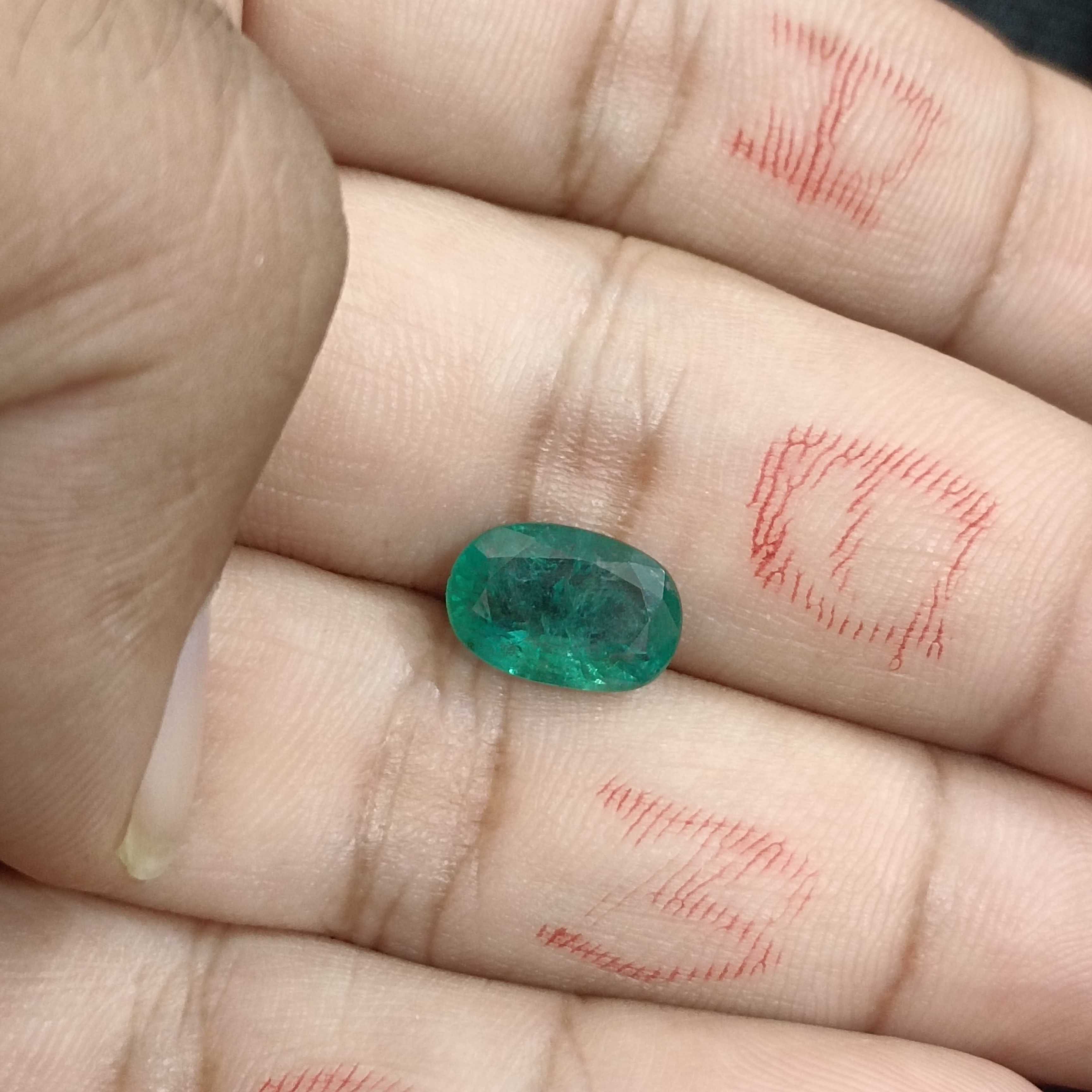 2.93ct oval deep bluish green emerald 