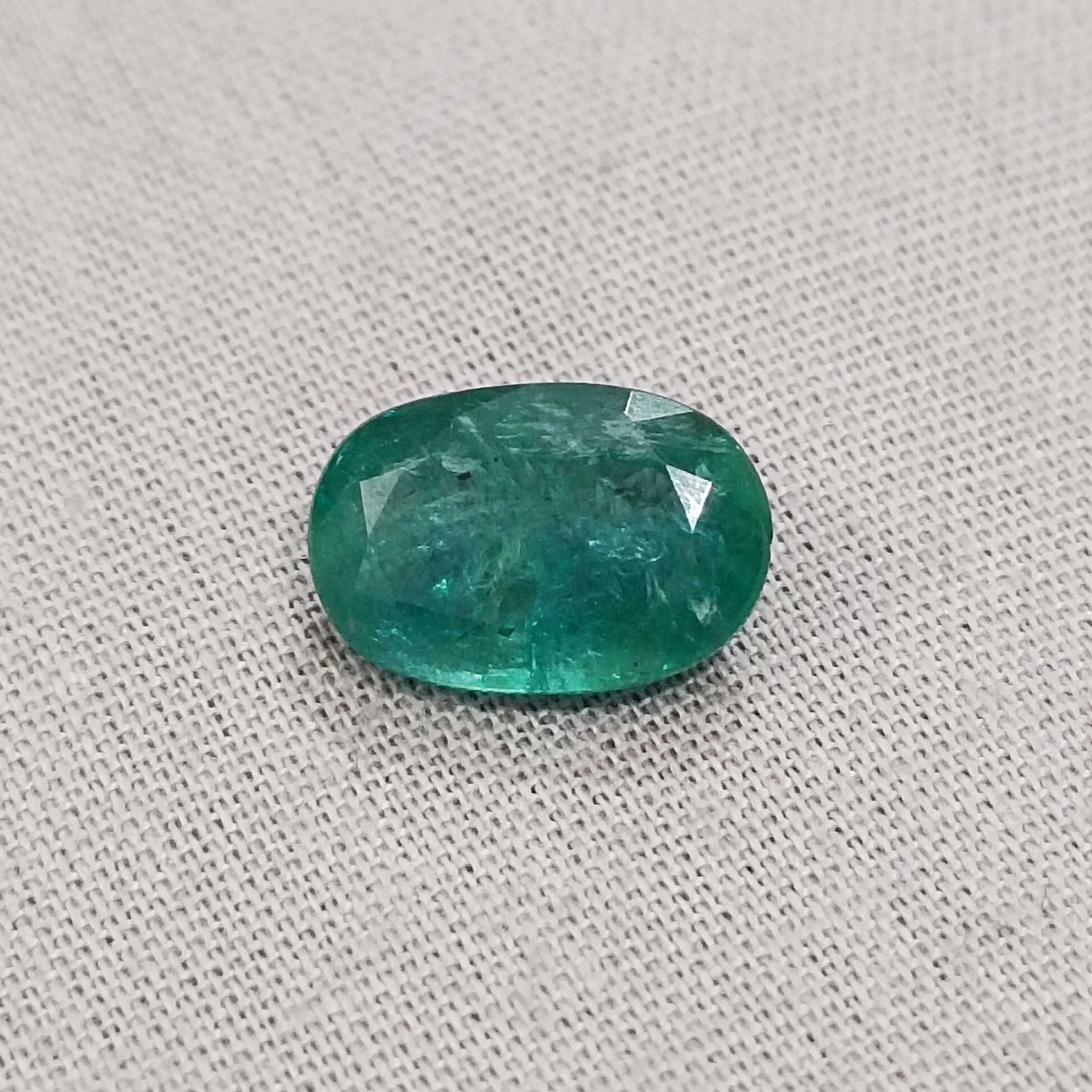 2.93ct oval deep bluish green emerald 