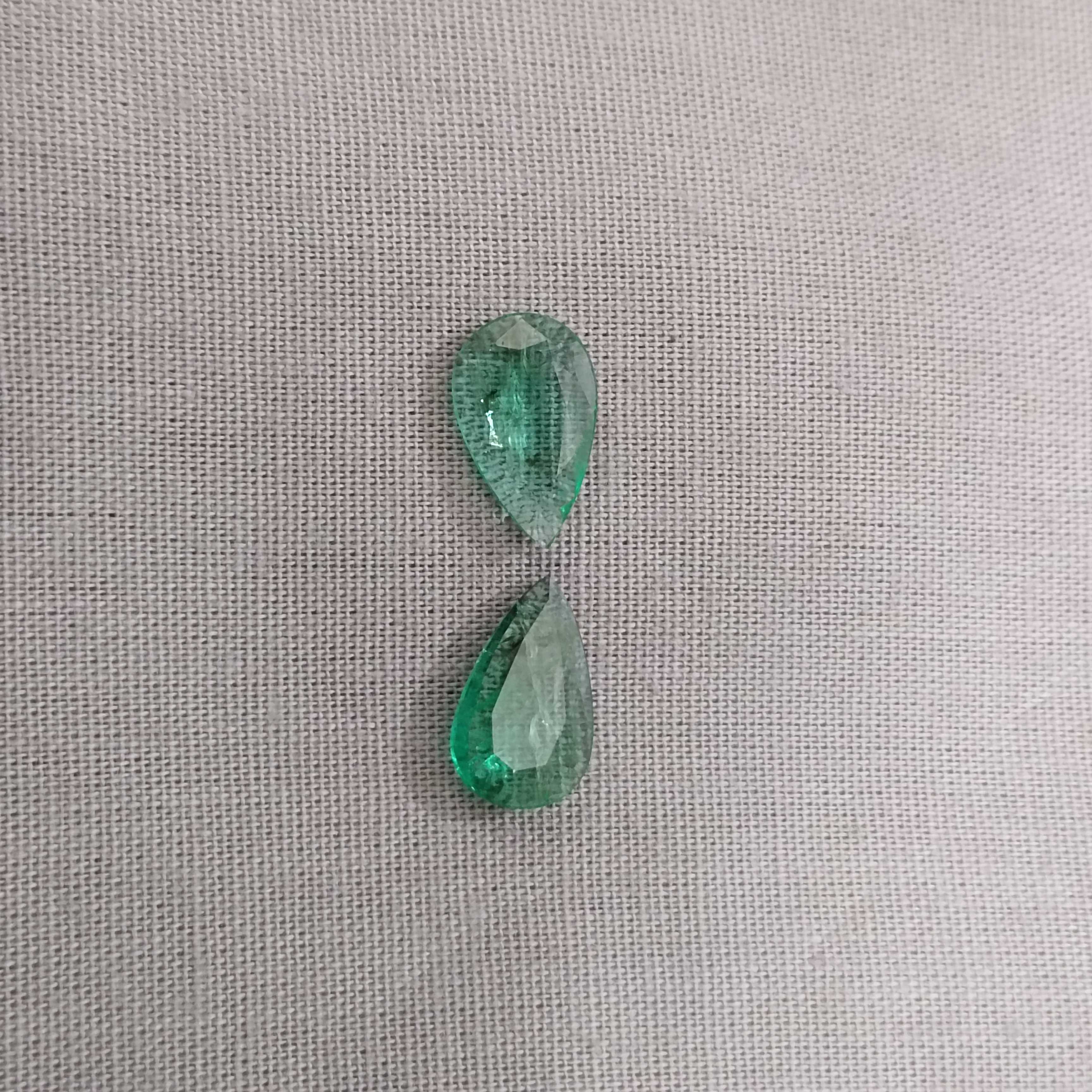 3.05ct emerald gemstone pear cut pair 