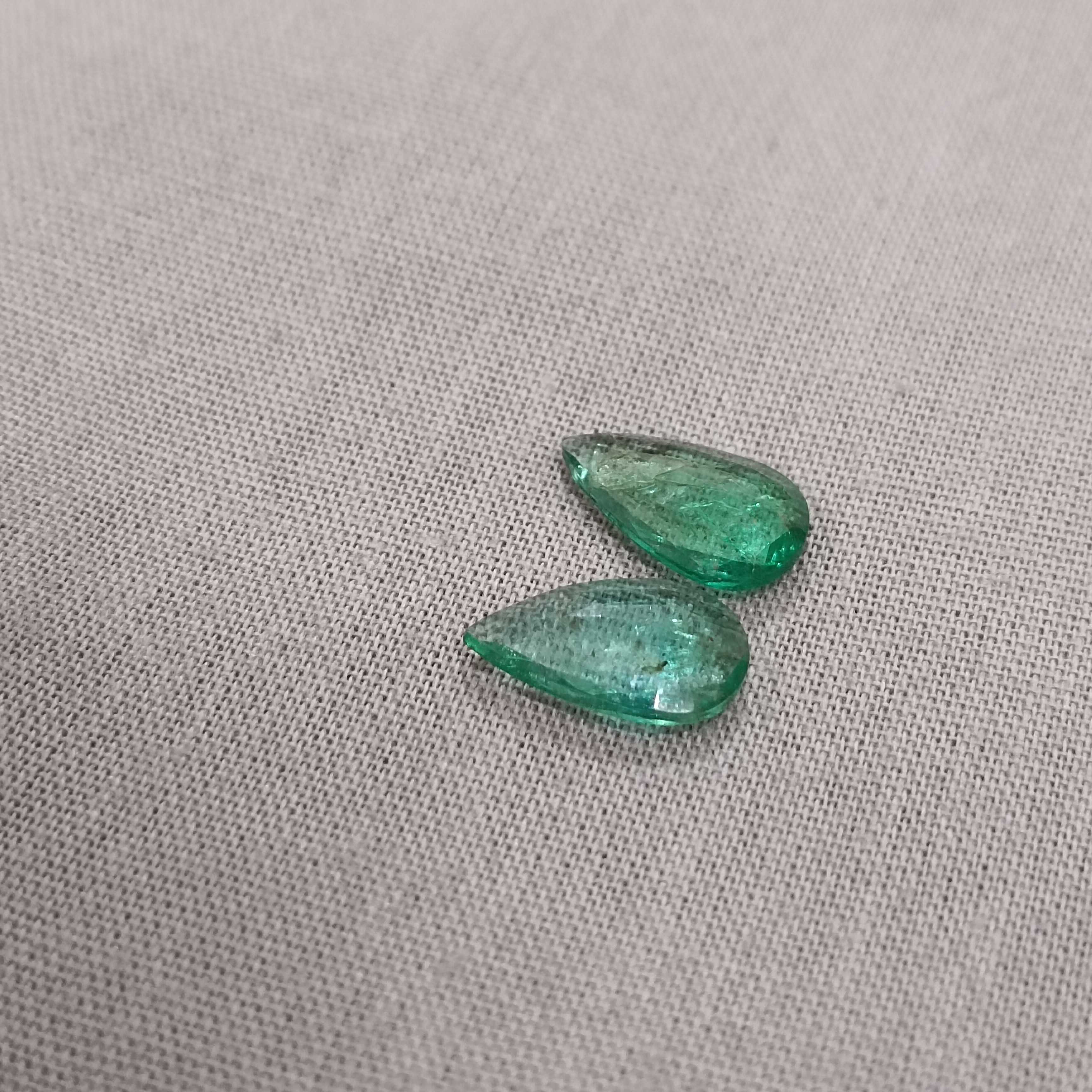 3.05ct emerald gemstone pear cut pair 