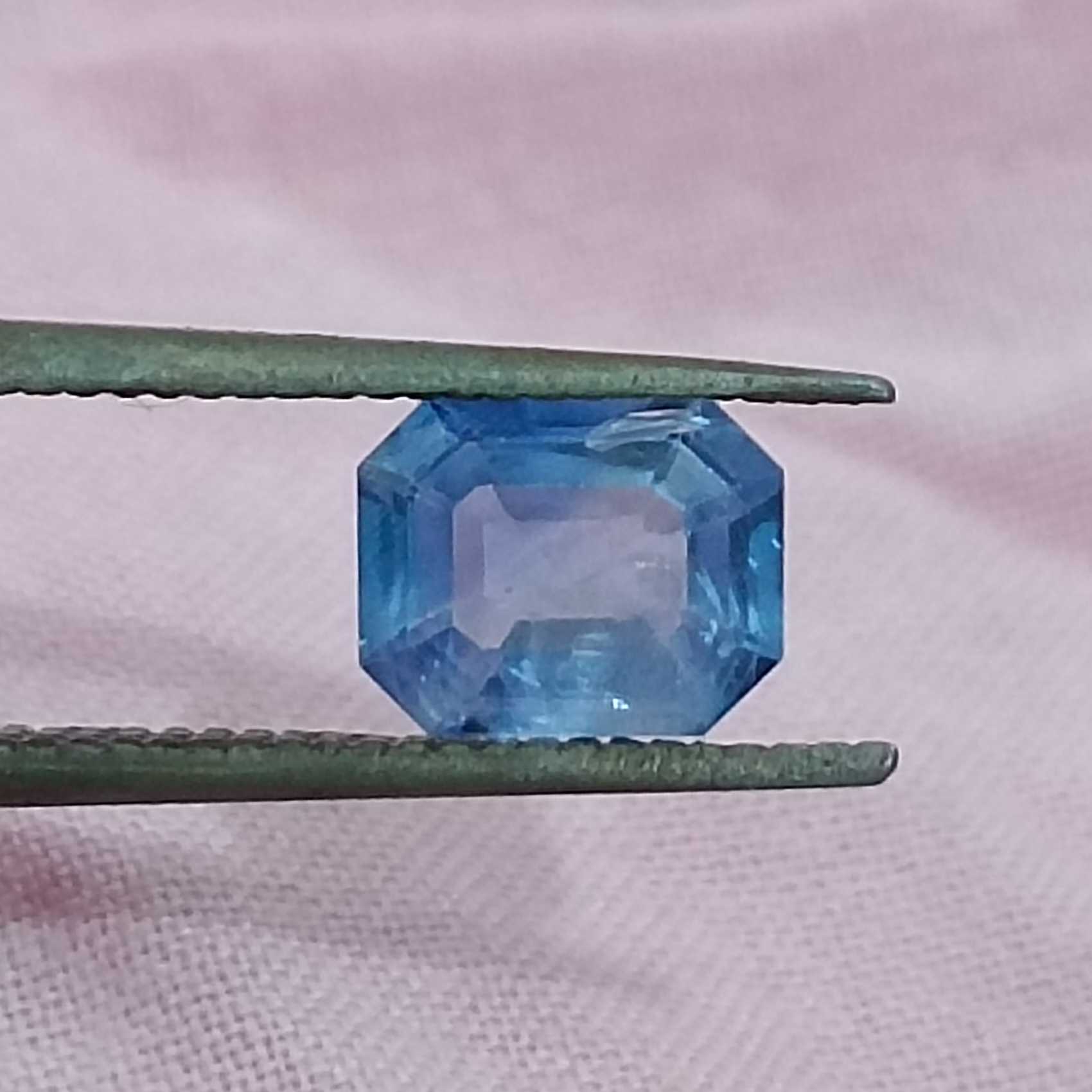 1.02ct unheated medium deep sky blue octagon sapphire gem