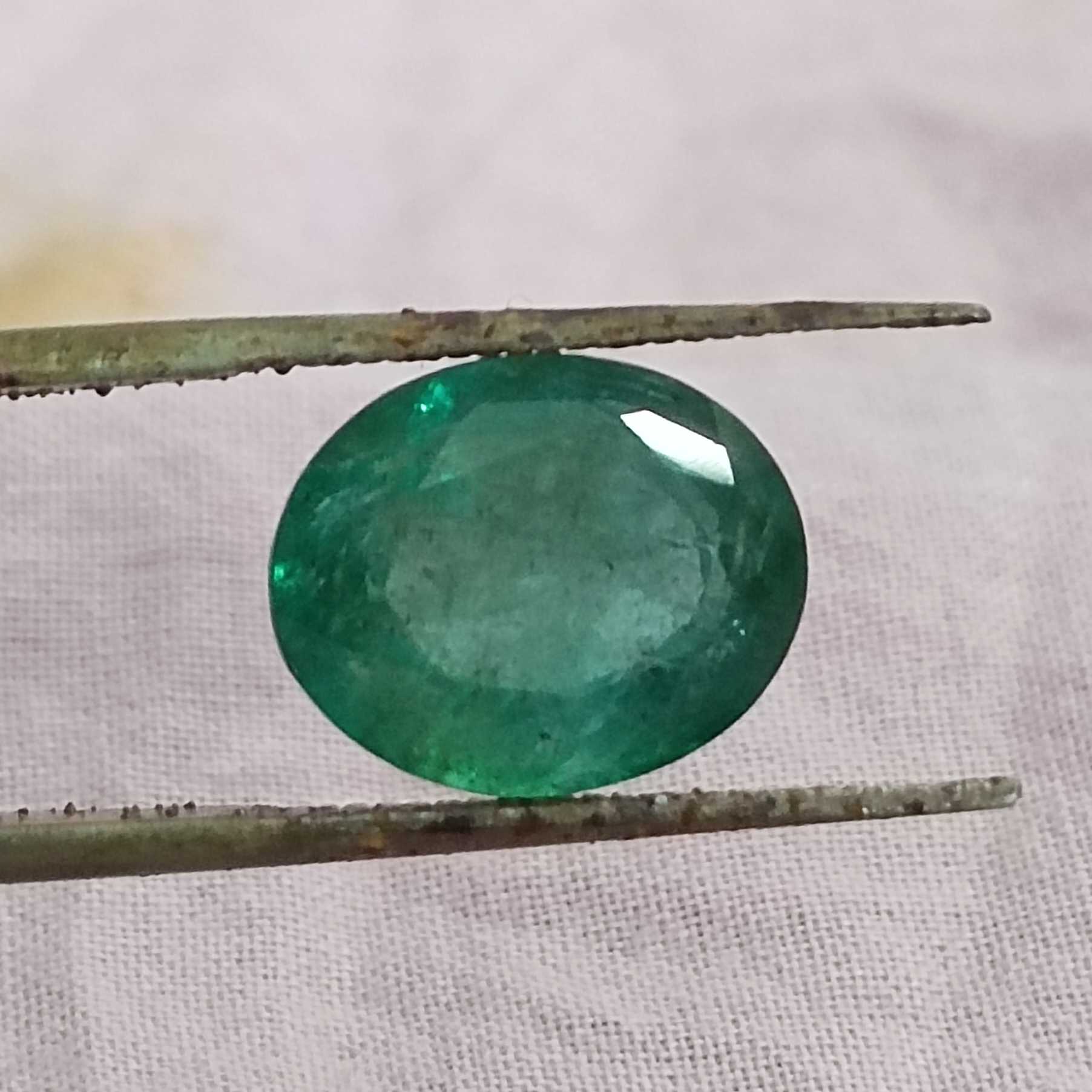 5.31ct deep forest green oval cut emerald gem