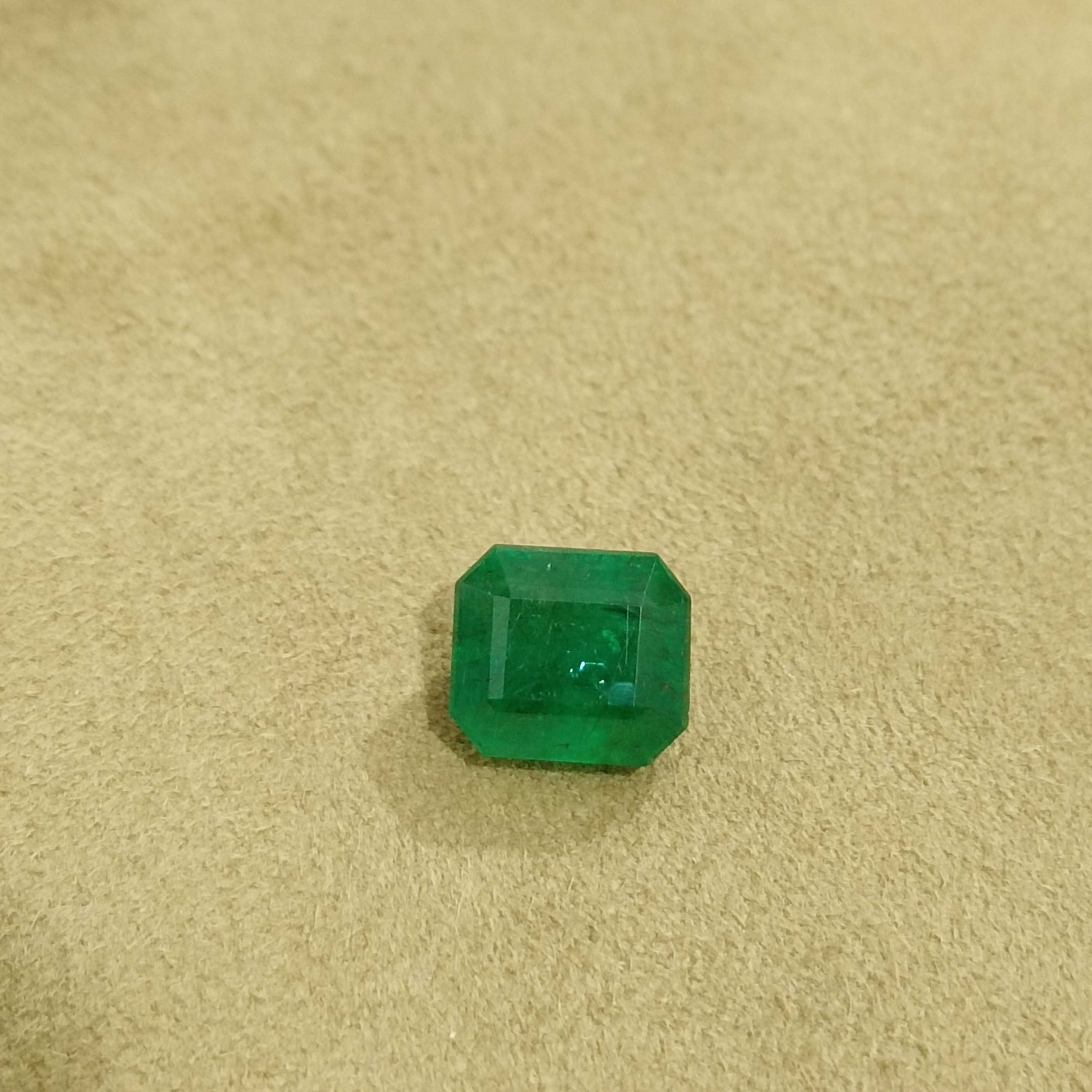 3.87ct GSI certified velvet green octagon emerald 8*9