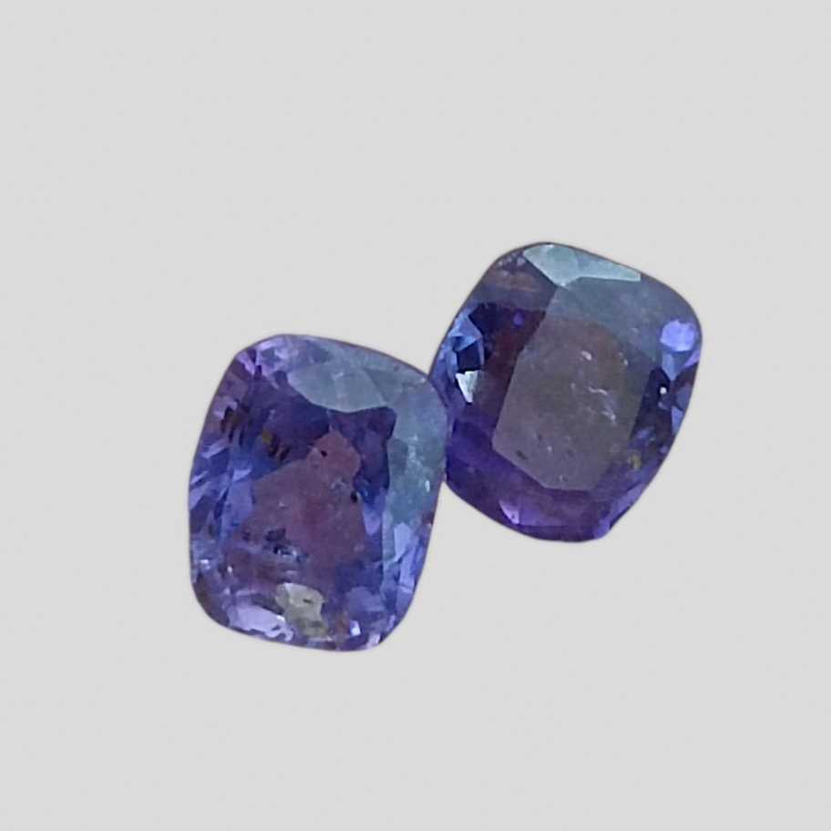 2.91ct 2 pcs deep purple blue color changing sapphire gemstones