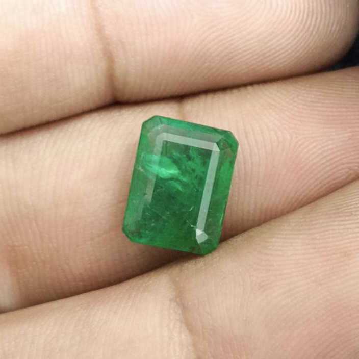 4.19ct lively pure green color octagon cut emerald gem/