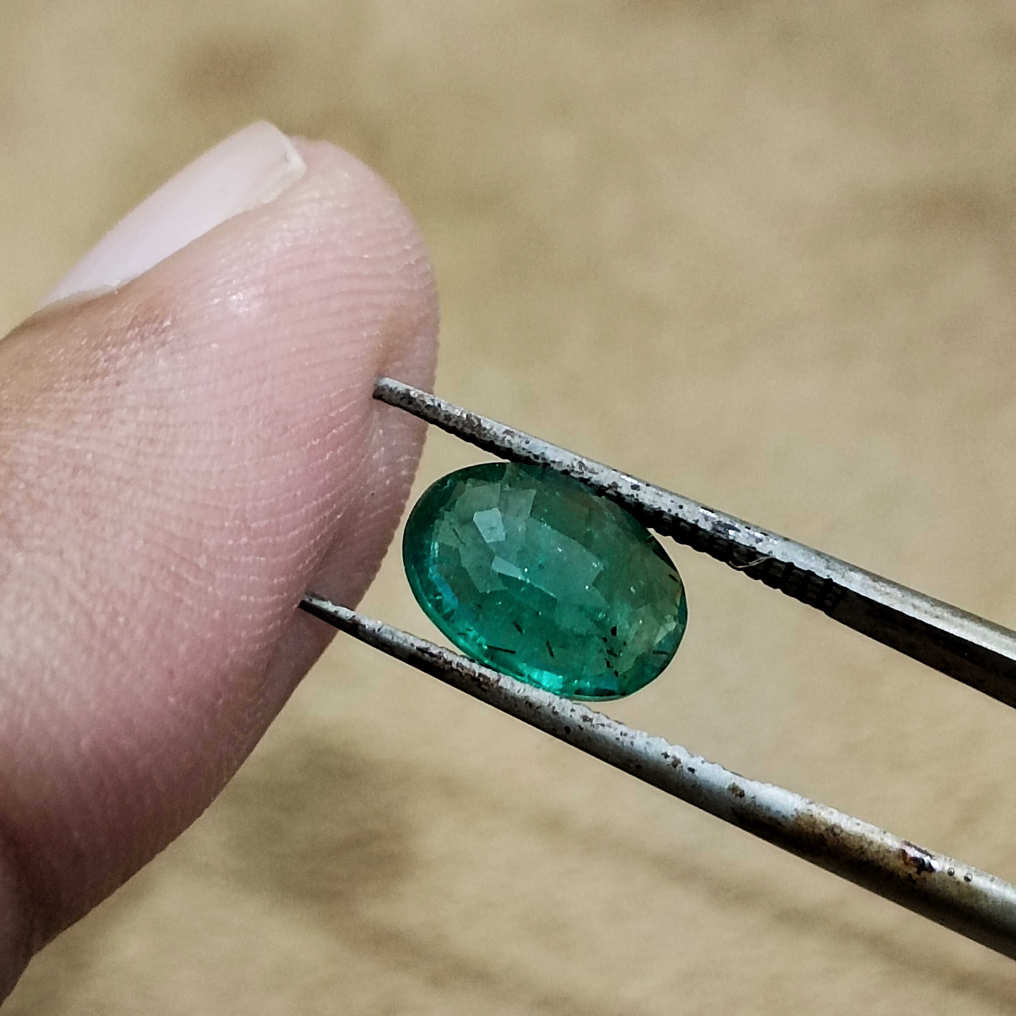 1.68ct deep pure green oval cut emerald gemstone 