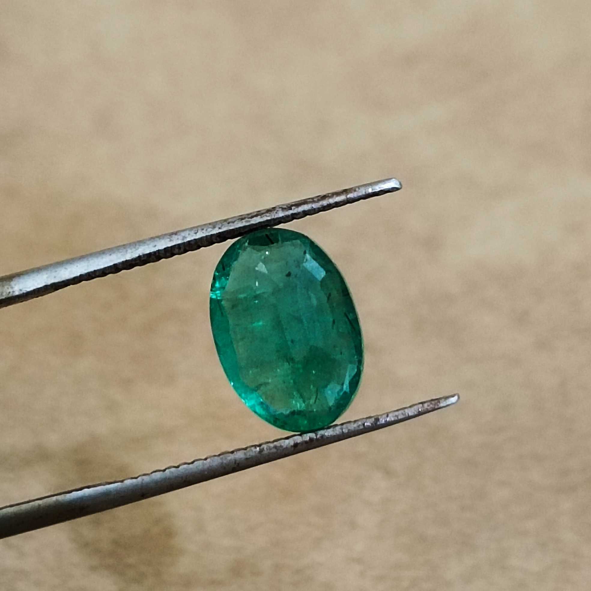 1.68ct deep pure green oval cut emerald gemstone 