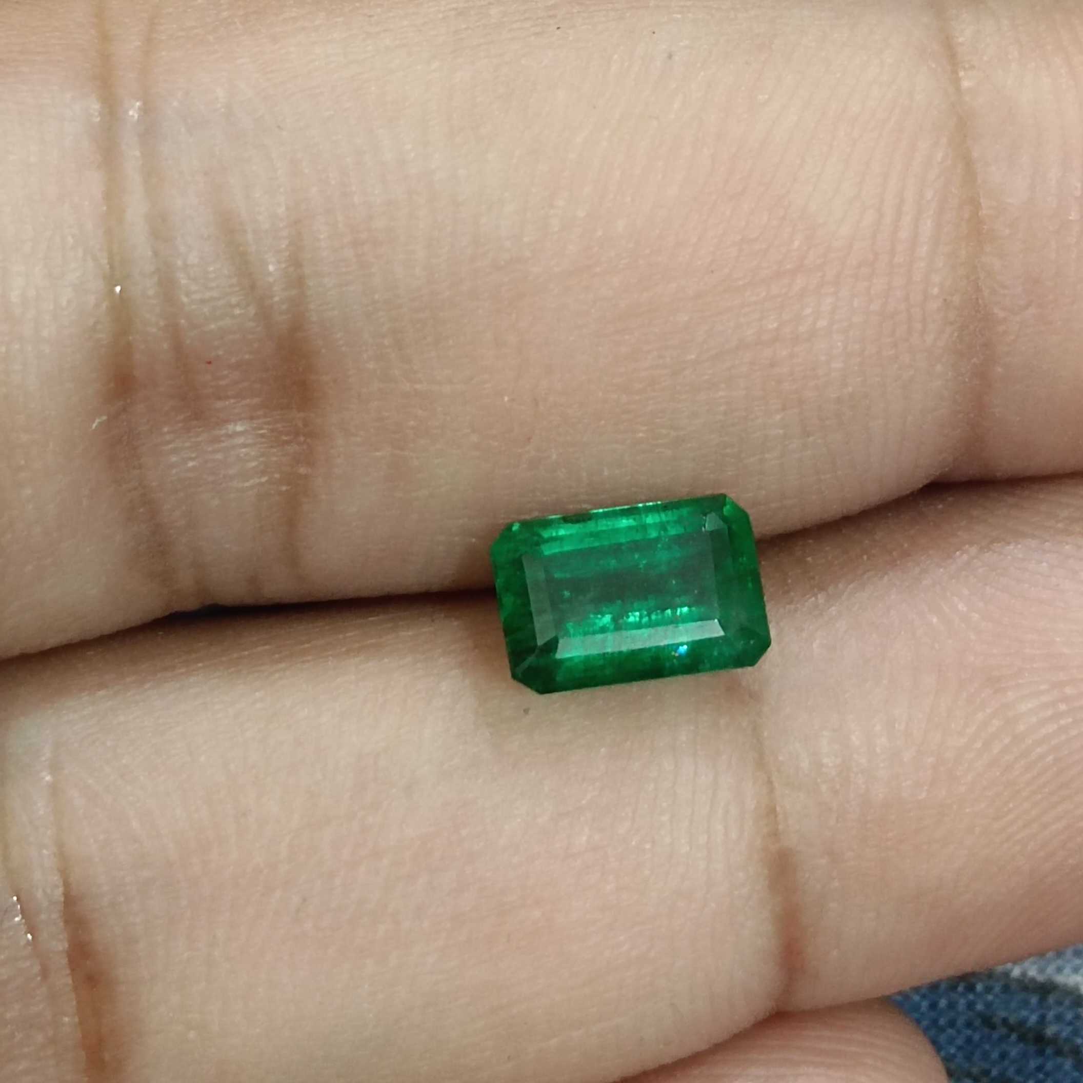 1.64ct GSI certified very deep golden green color octagon Zambian emerald gem