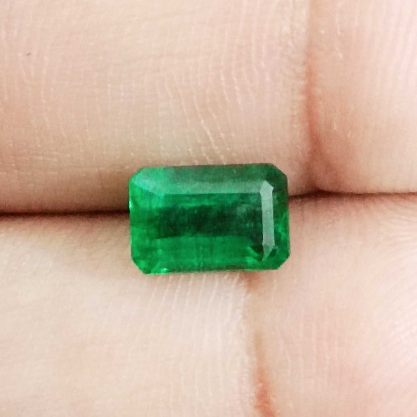 1.64ct GSI certified very deep golden green color octagon Zambian emerald gem