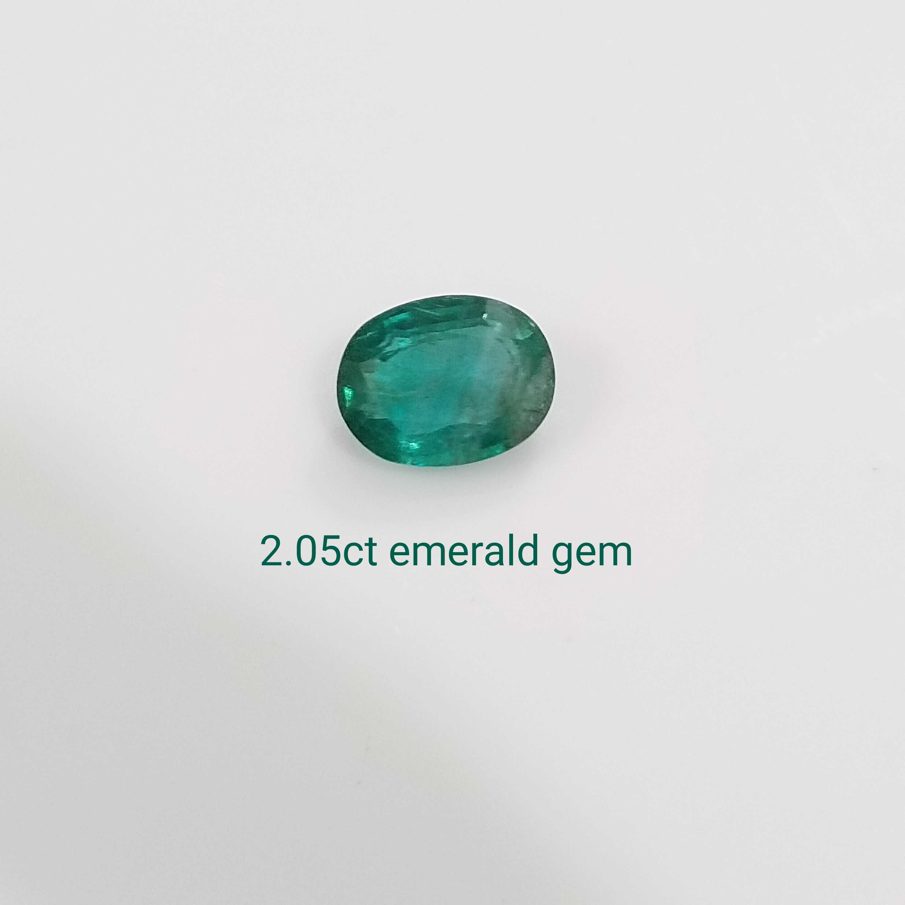 2.05ct clean medium green oval cut emerald stone