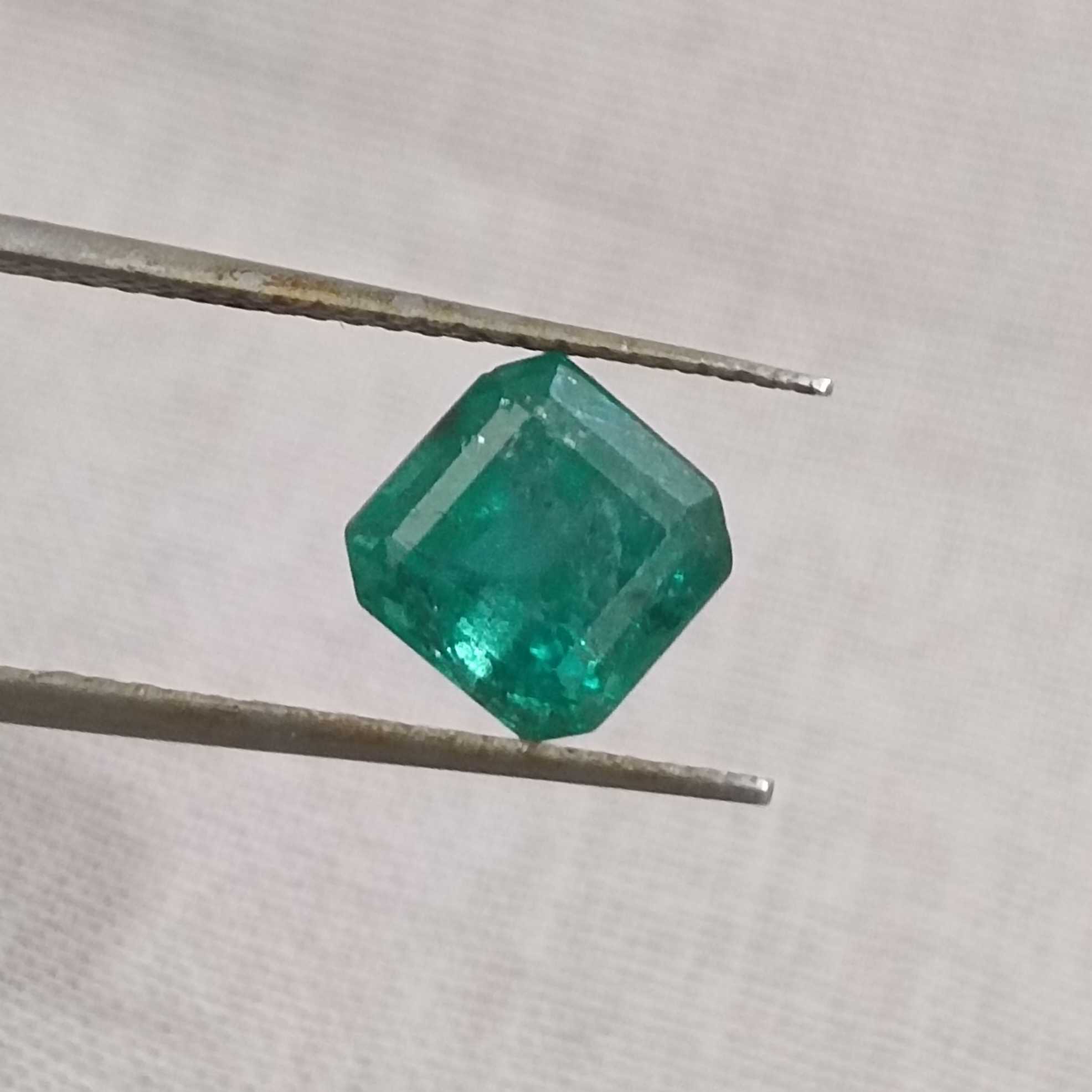 1.80ct deep velvet green octagon square emerald