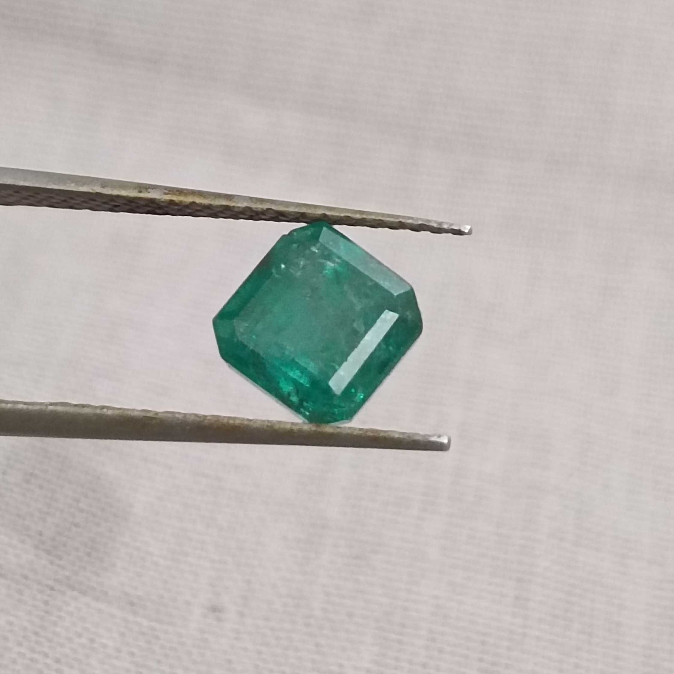 1.80ct deep velvet green octagon square emerald