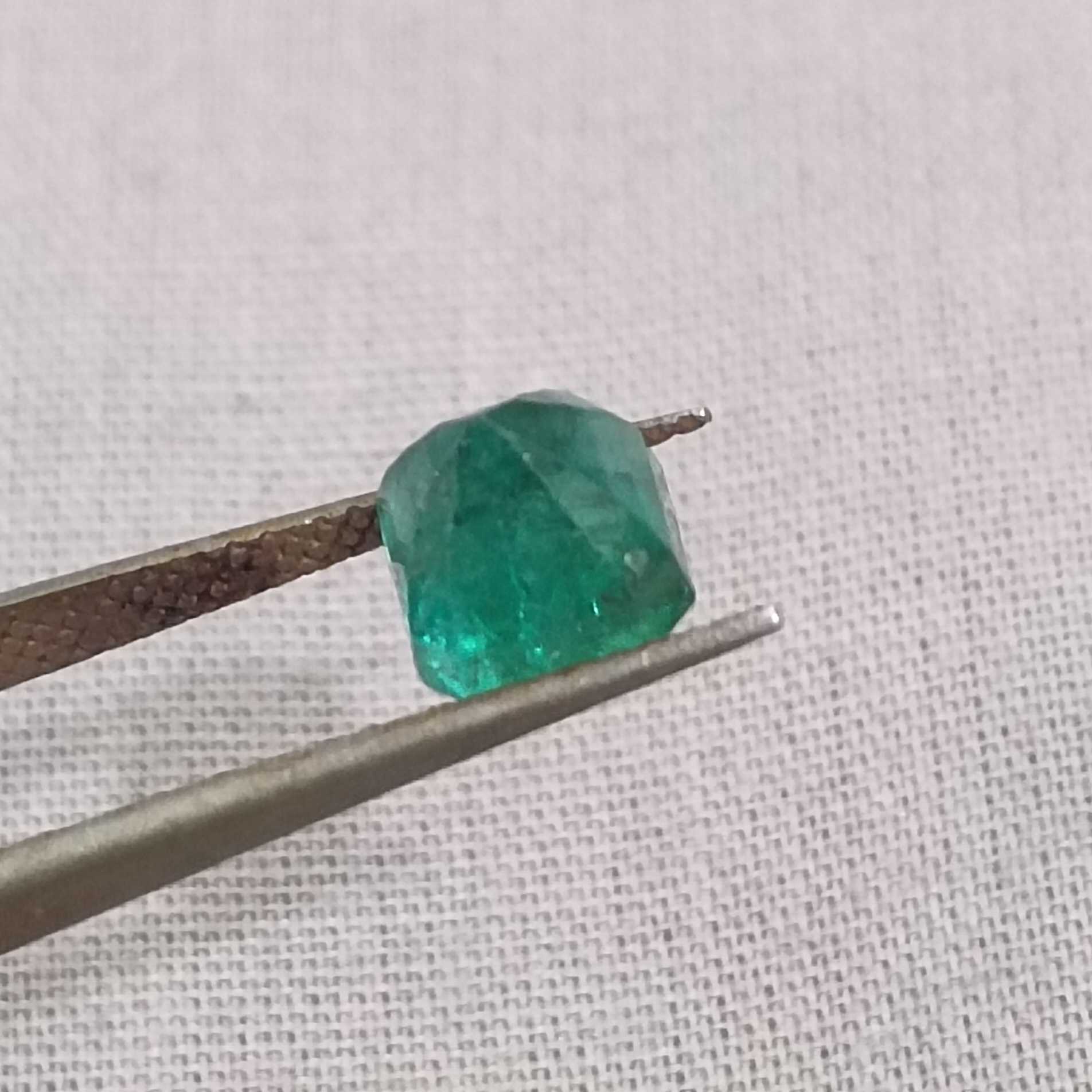 1.80ct deep velvet green octagon square emerald