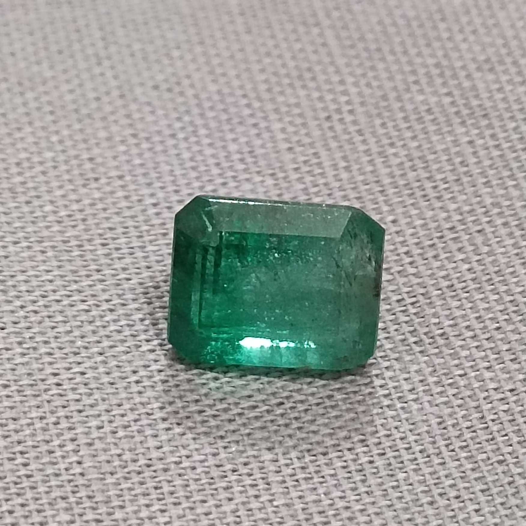 2.43 deep green octagon cut Zambian emerald 