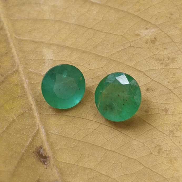 1.68ct 2pcs round cut emerald stone /