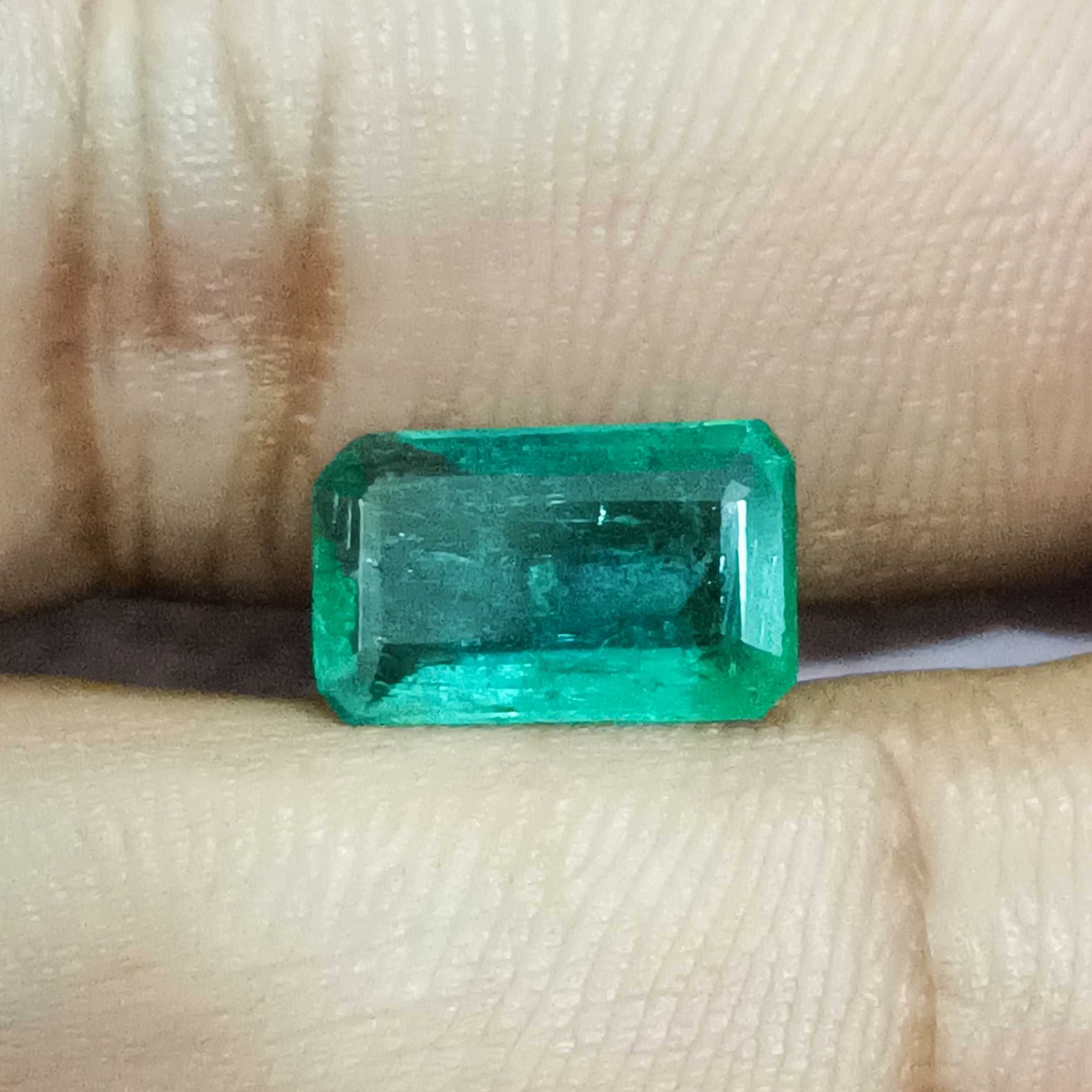 2.49ct medium deep green emerald cut emerald stone