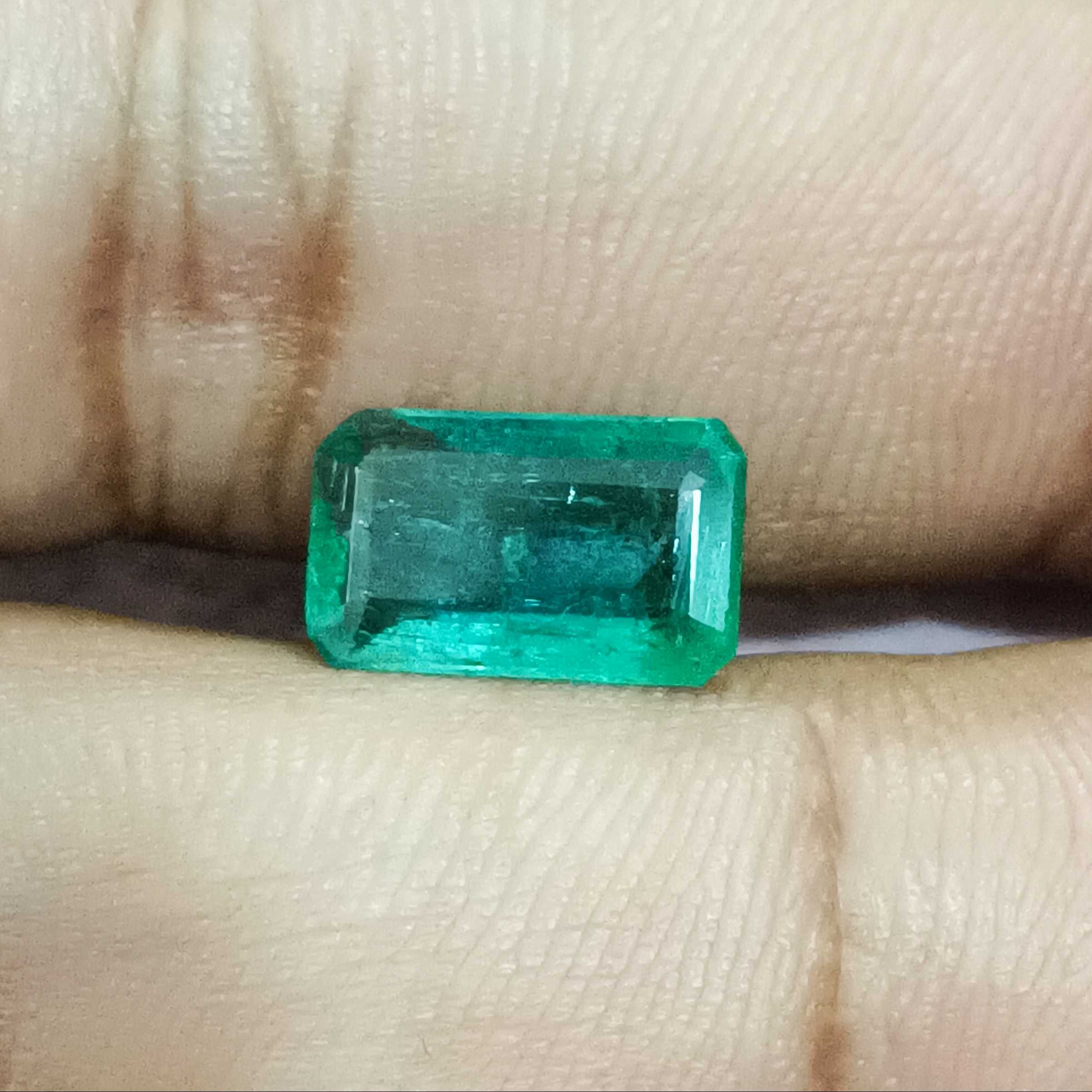 2.49ct medium deep green emerald cut emerald stone