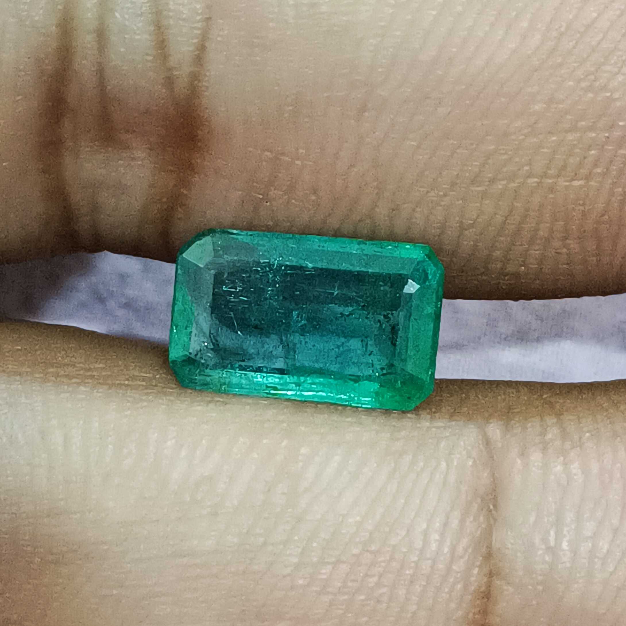 2.49ct medium deep green emerald cut emerald stone