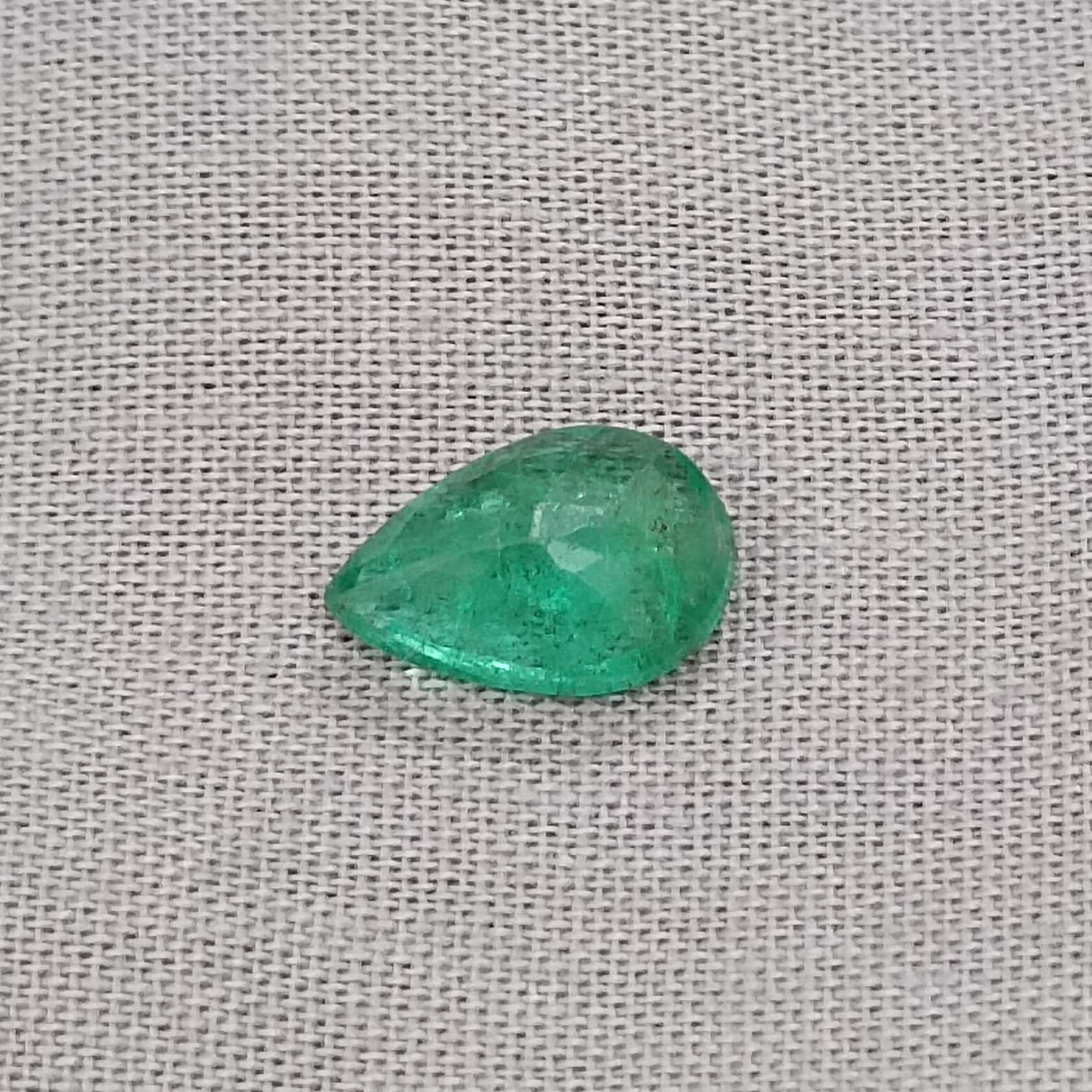 2.01ct golden green pear shape emerald gem