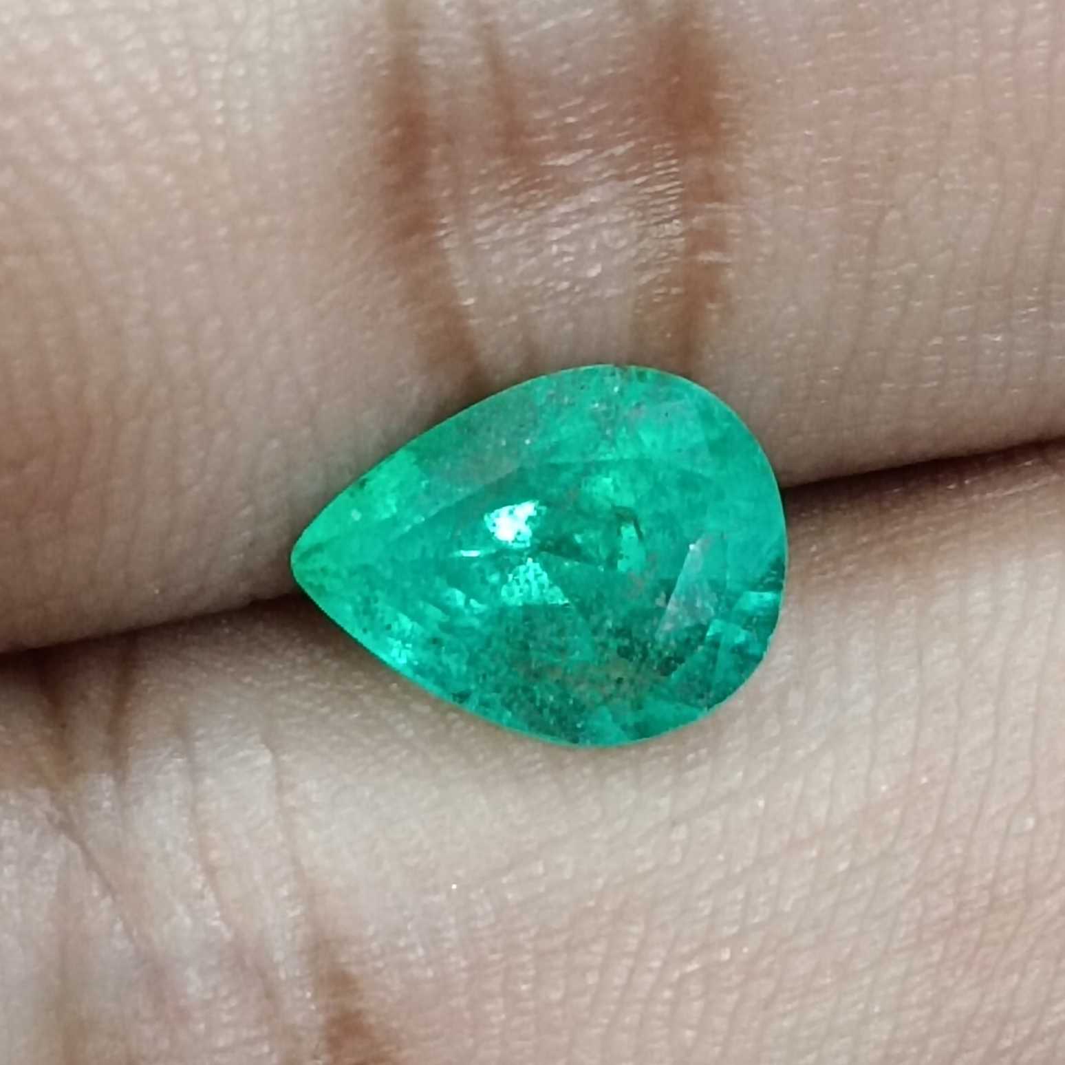 2.01ct neon green pear cut Colombian emerald gemstone /