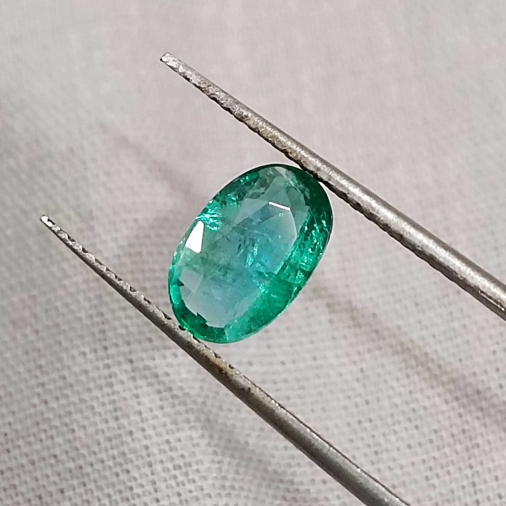 1.16ct deep glass green oval cut Zambian emerald /