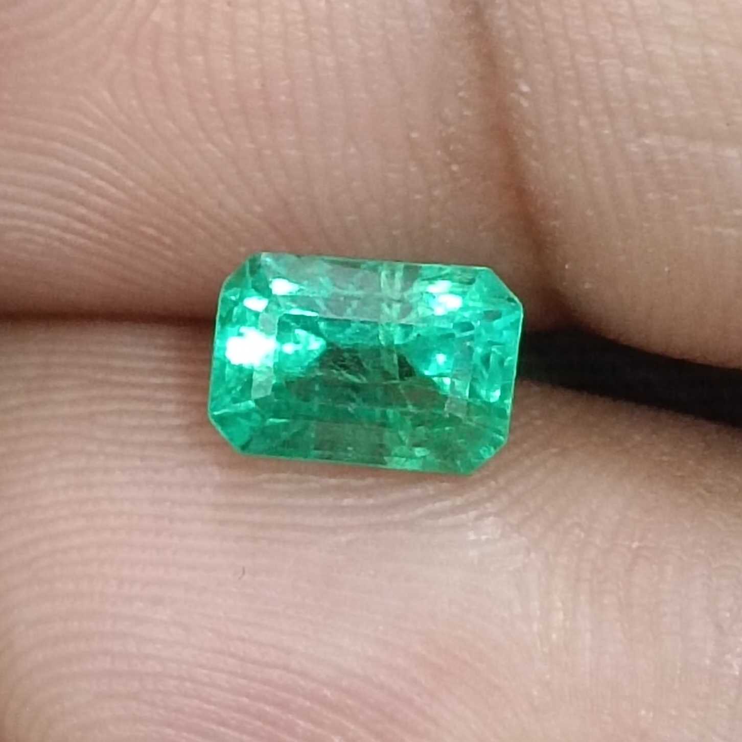 1.32ct GSI certified bright vivid neon green octagon cut emerald gemstone /