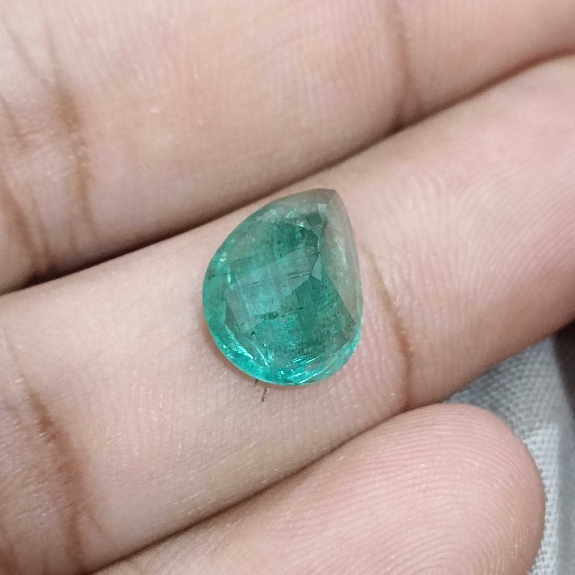 4.62ct natural deep green pear cut emerald gem