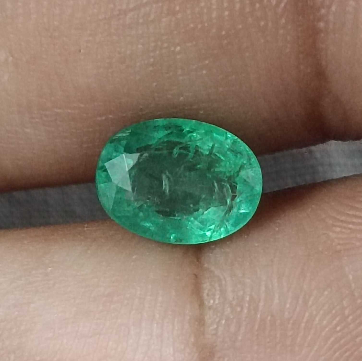 1.97ct medium light green oval shape emerald stone/