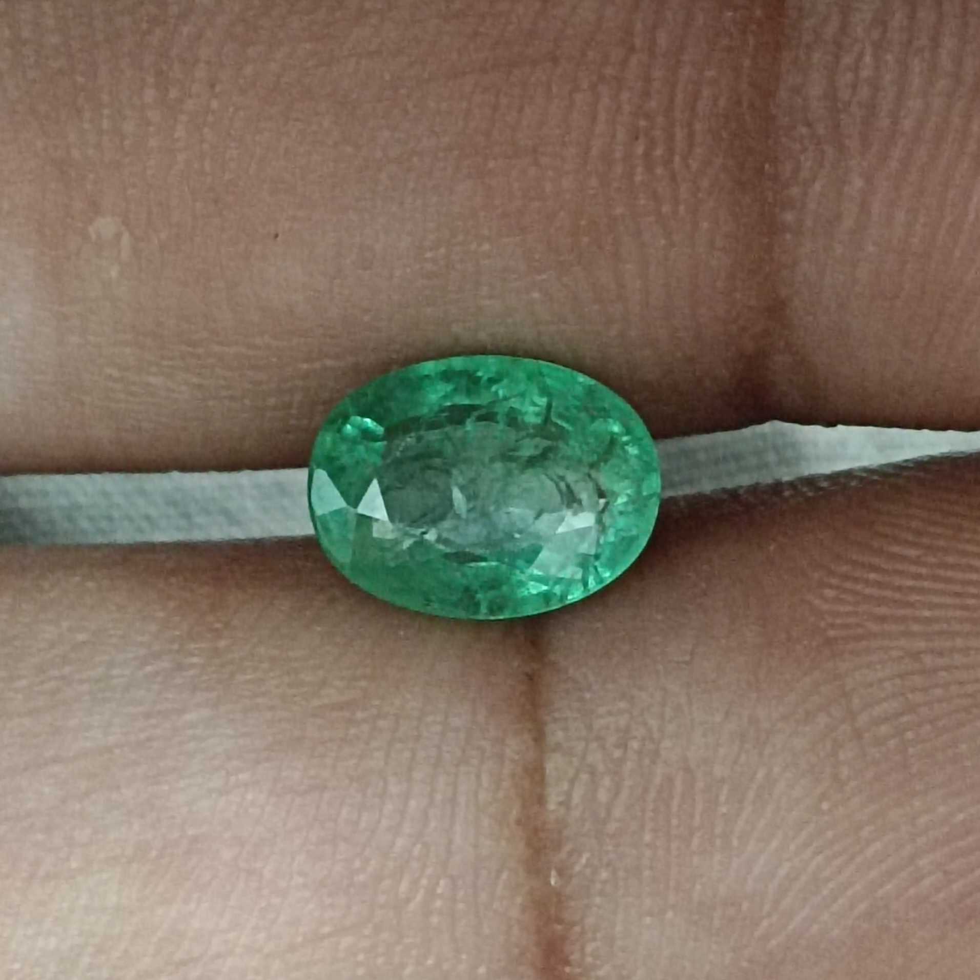 1.97ct medium light green oval shape emerald stone