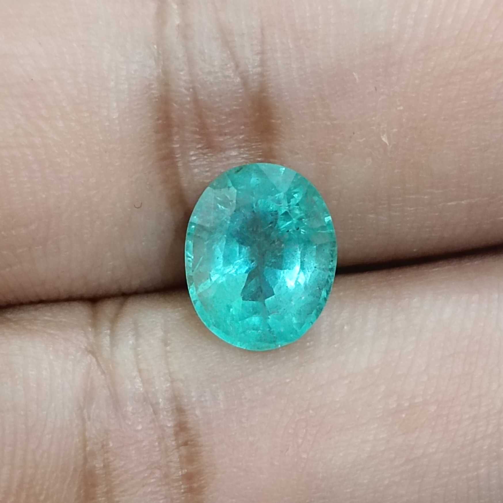 3.00ct pastel bluish green oval cut Russian emerald /