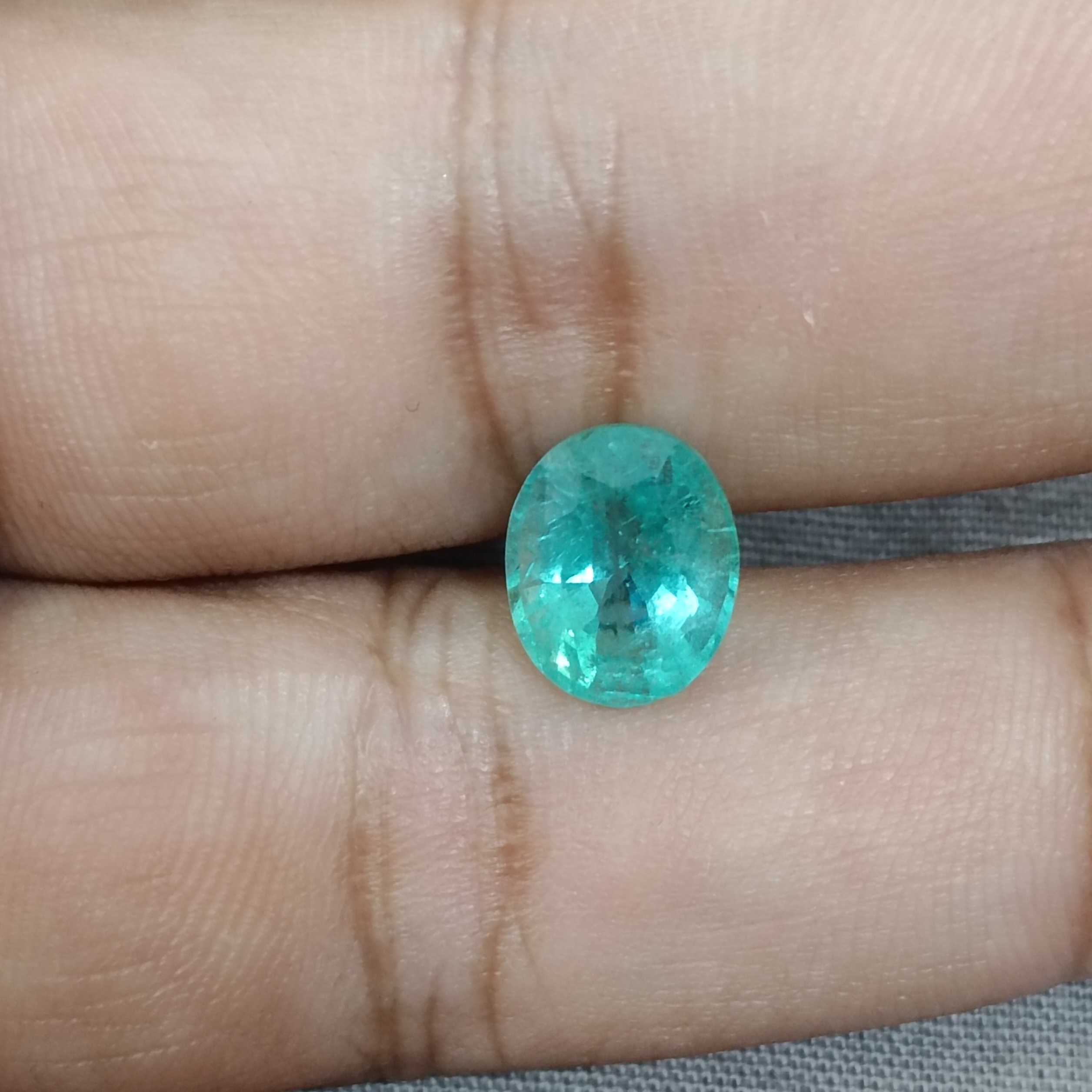 3.00ct pastel bluish green oval cut Russian emerald 