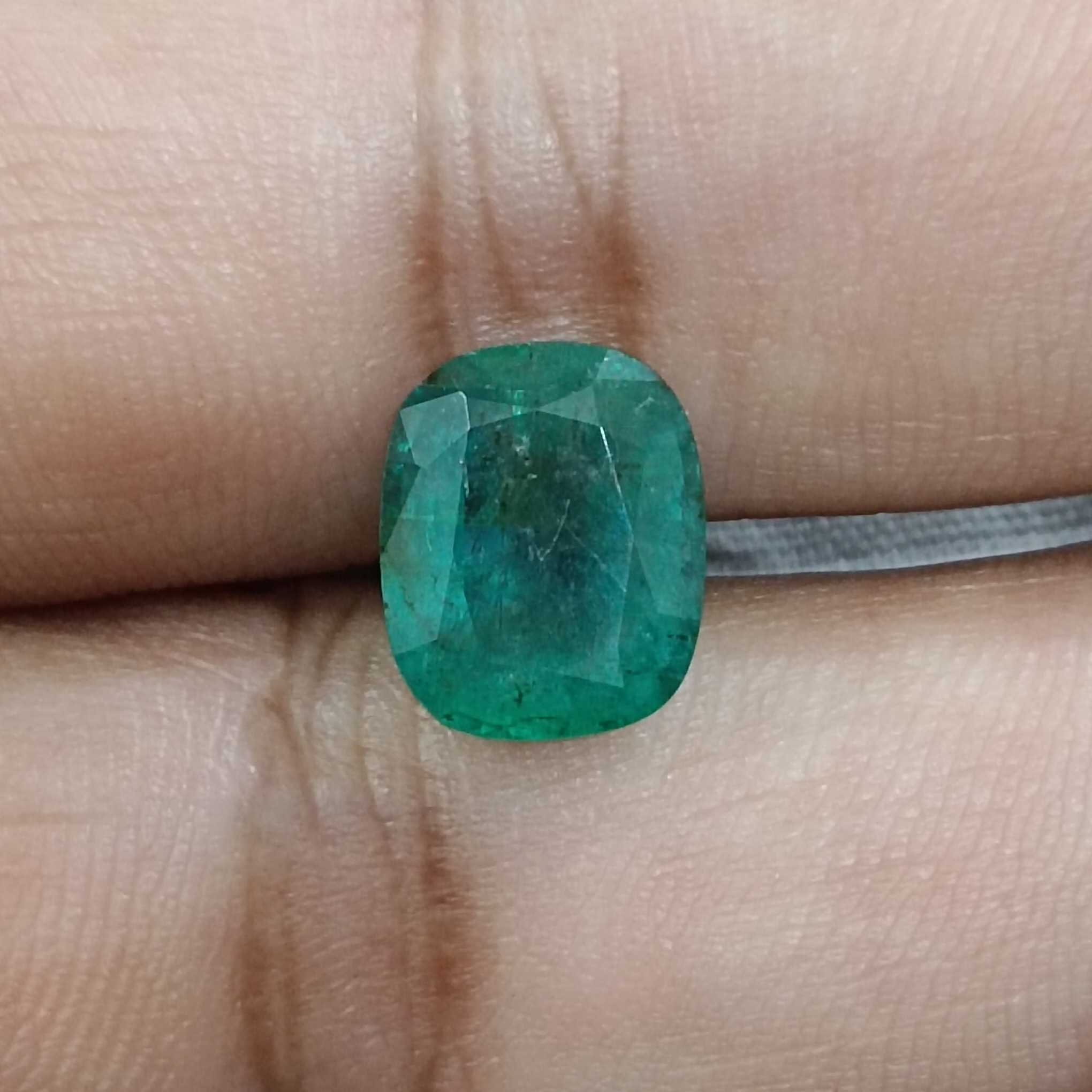 4.75ct deep jungle green cushion shape Zambian emerald 