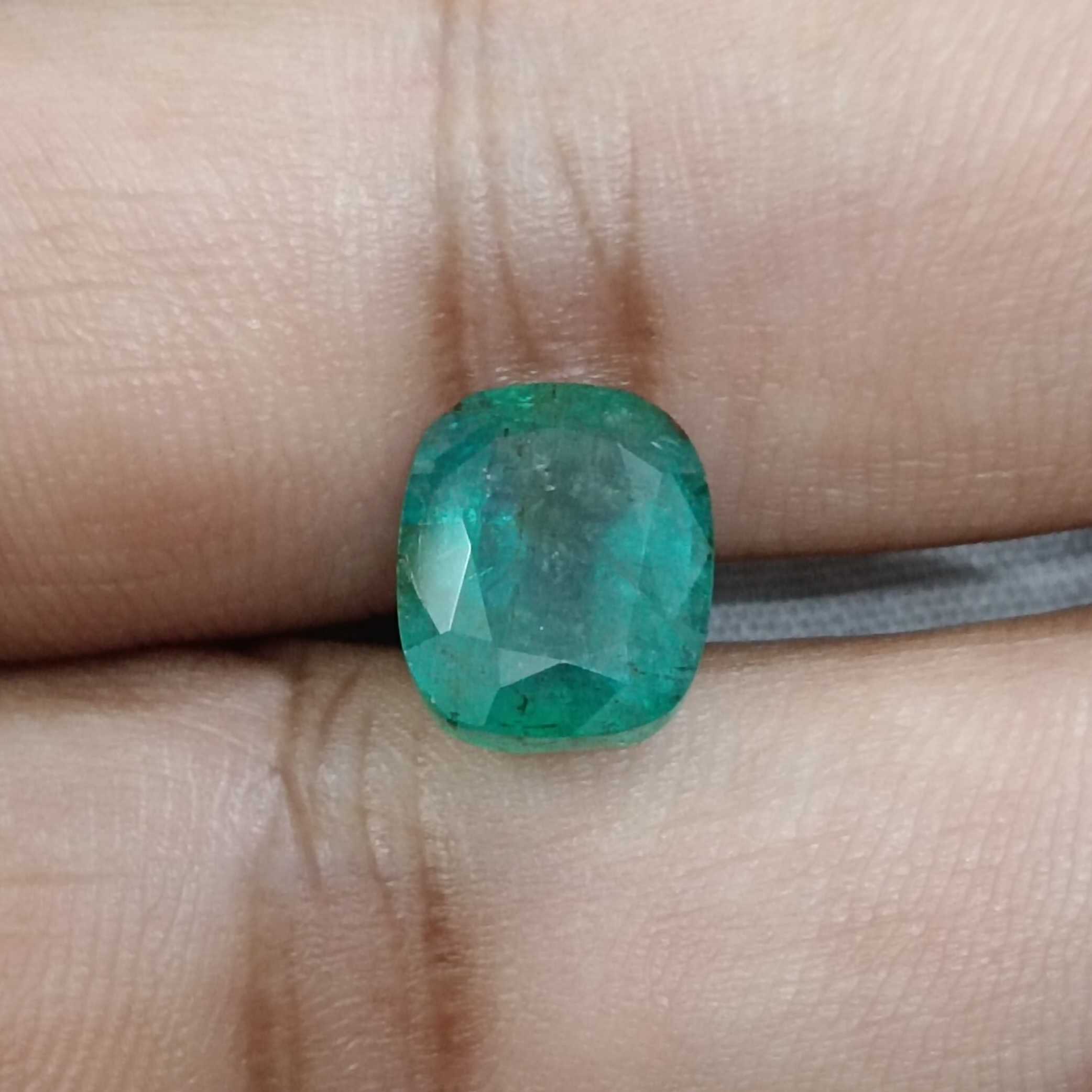 4.75ct deep jungle green cushion shape Zambian emerald 