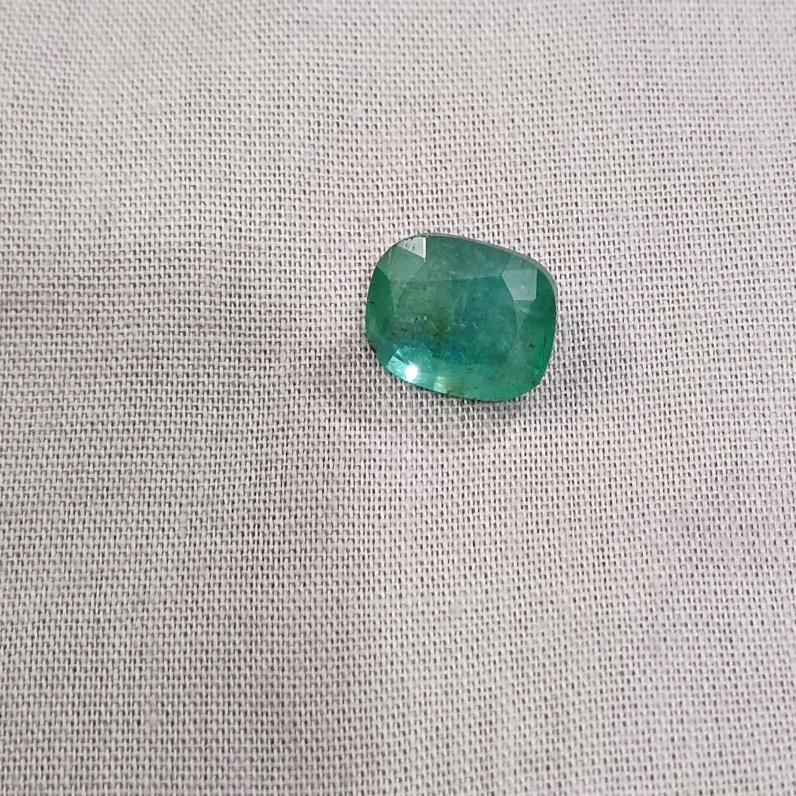 4.75ct deep jungle green cushion shape Zambian emerald 