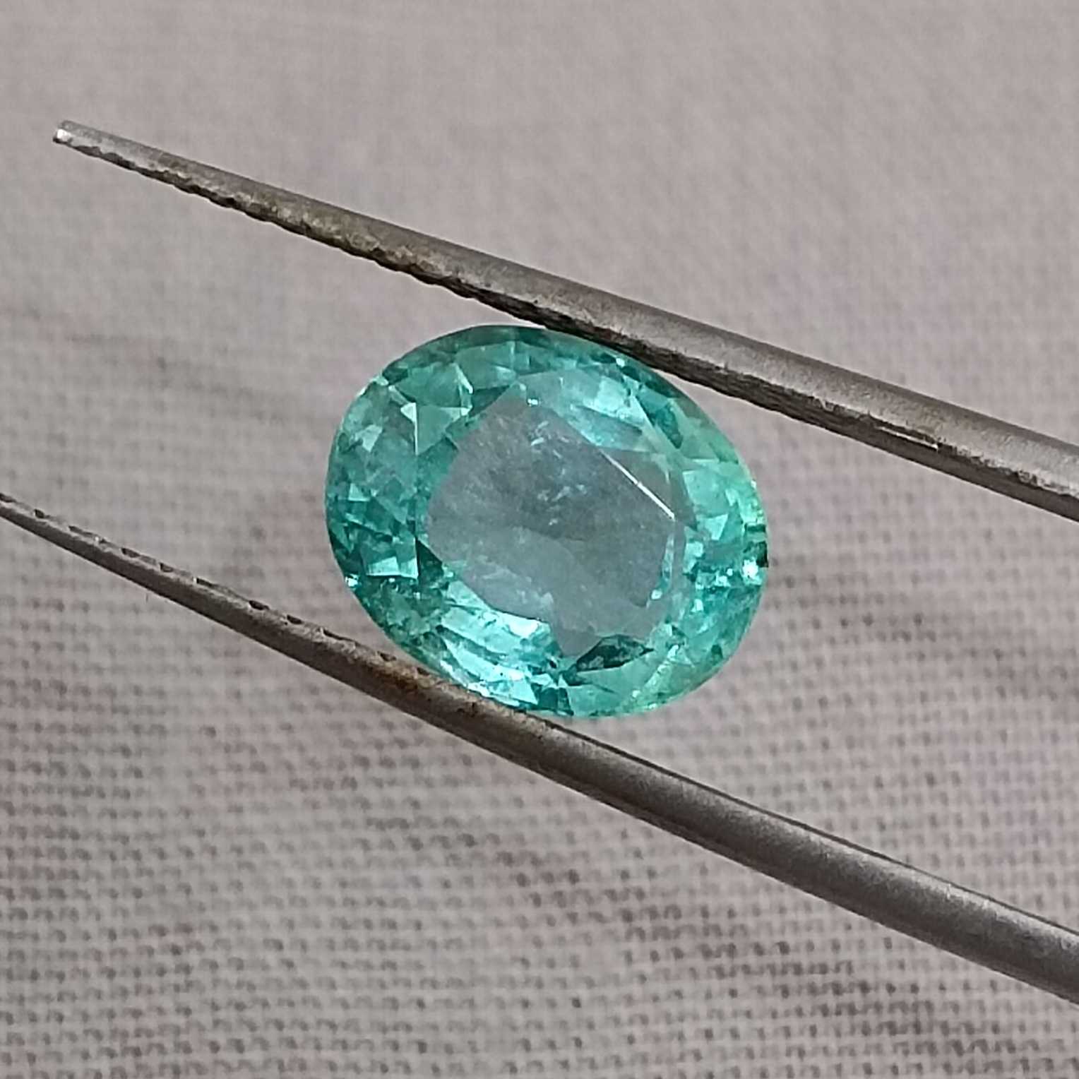 2.03ct bright pastel green oval cut emerald gem