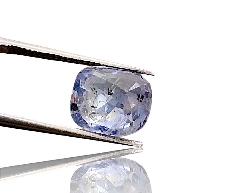 3.68ct shiny unheated pastel blue cushion cut sapphire