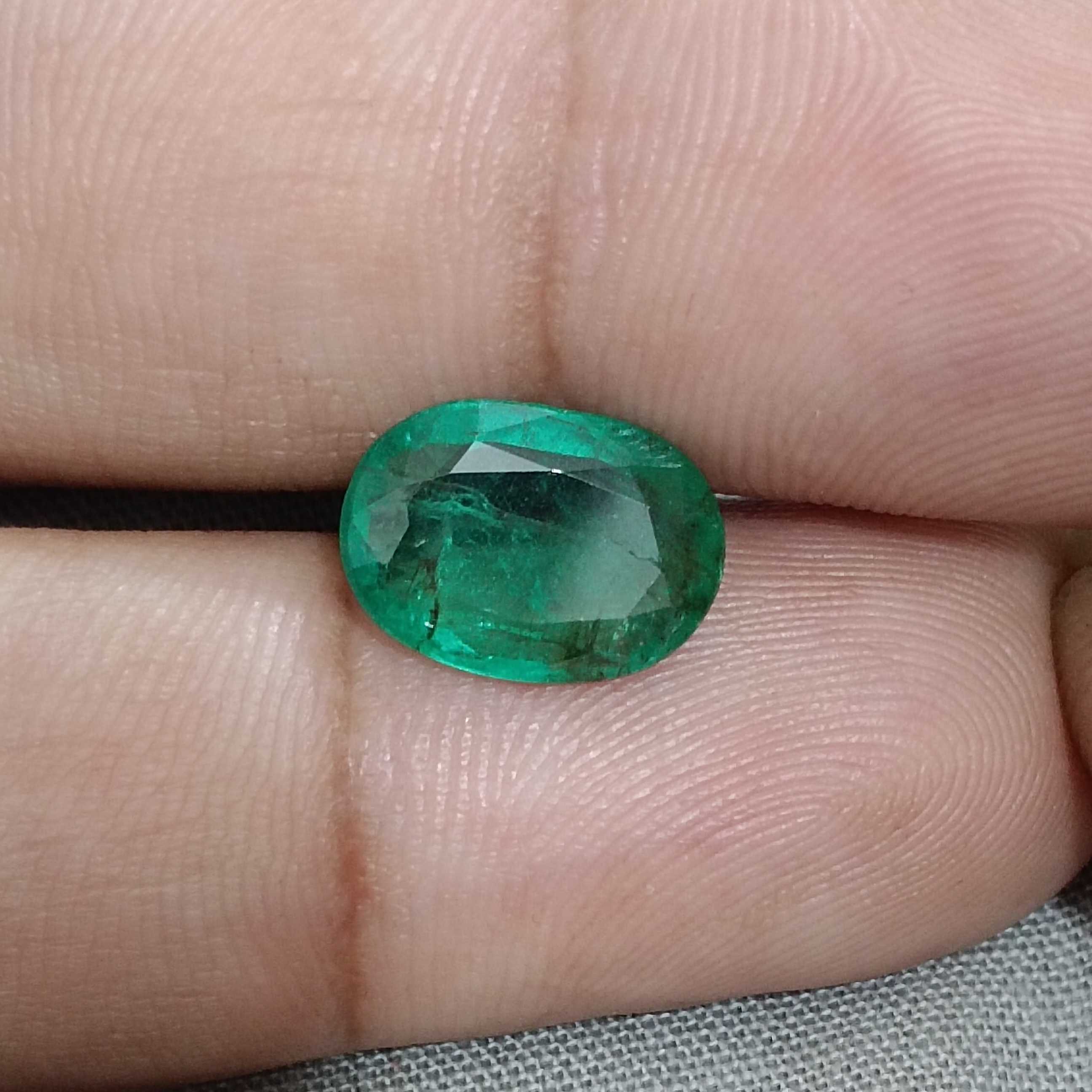 2.94ct deep medium glass green oval cut emerald