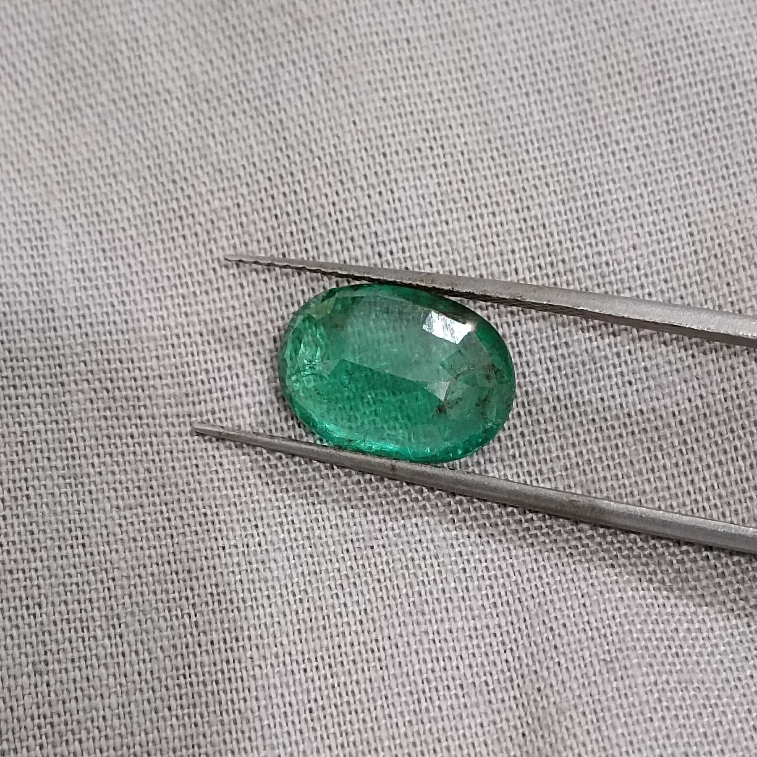 2.94ct deep medium glass green oval cut emerald